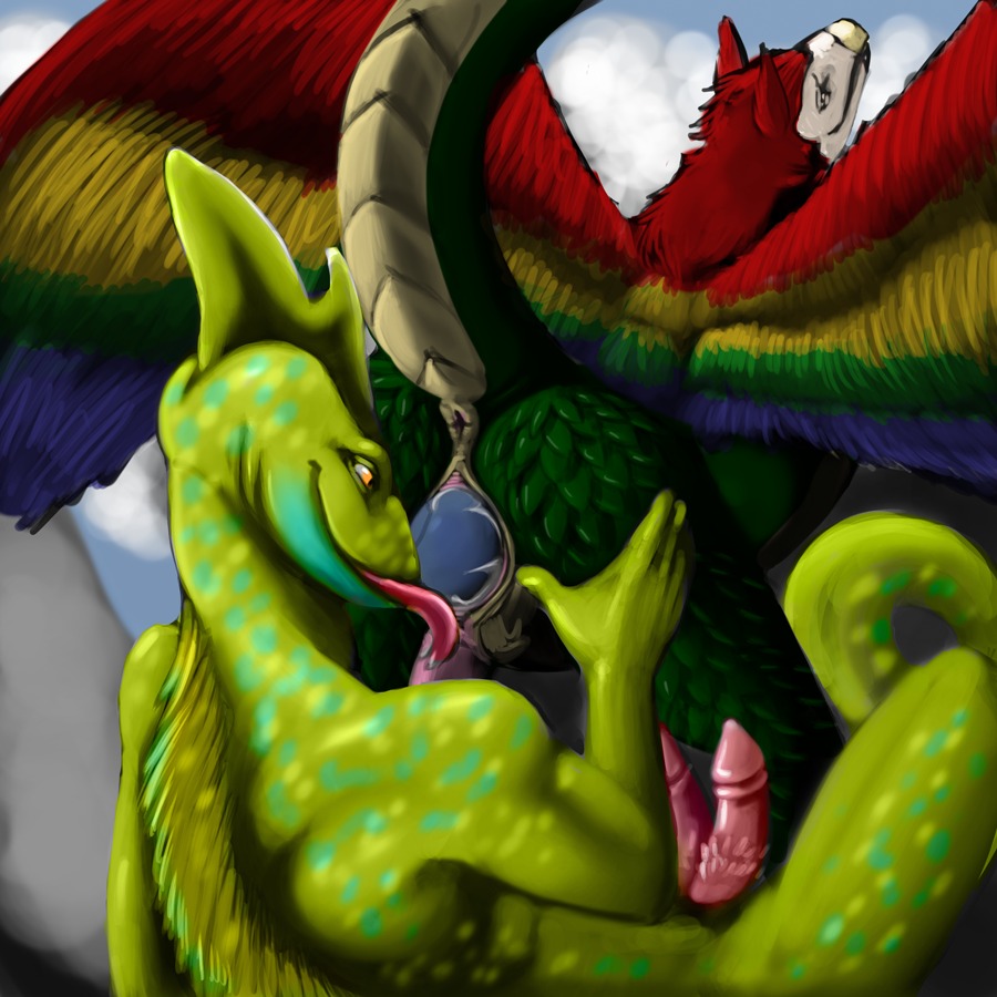 1:1 2_penises animal_genitalia animal_penis anthro anus avian bird bodily_fluids butt cockatrice cum dragon duo e621 egg erection european_mythology genital_fluids genitals hemipenes herm herm/male intersex intersex/male interspecies licking male multi_genitalia multi_penis mythological_avian mythological_creature mythological_scalie mythology oviposition penis sackless scalie sex tail tieldraggy tongue tongue_out vaulix vulva