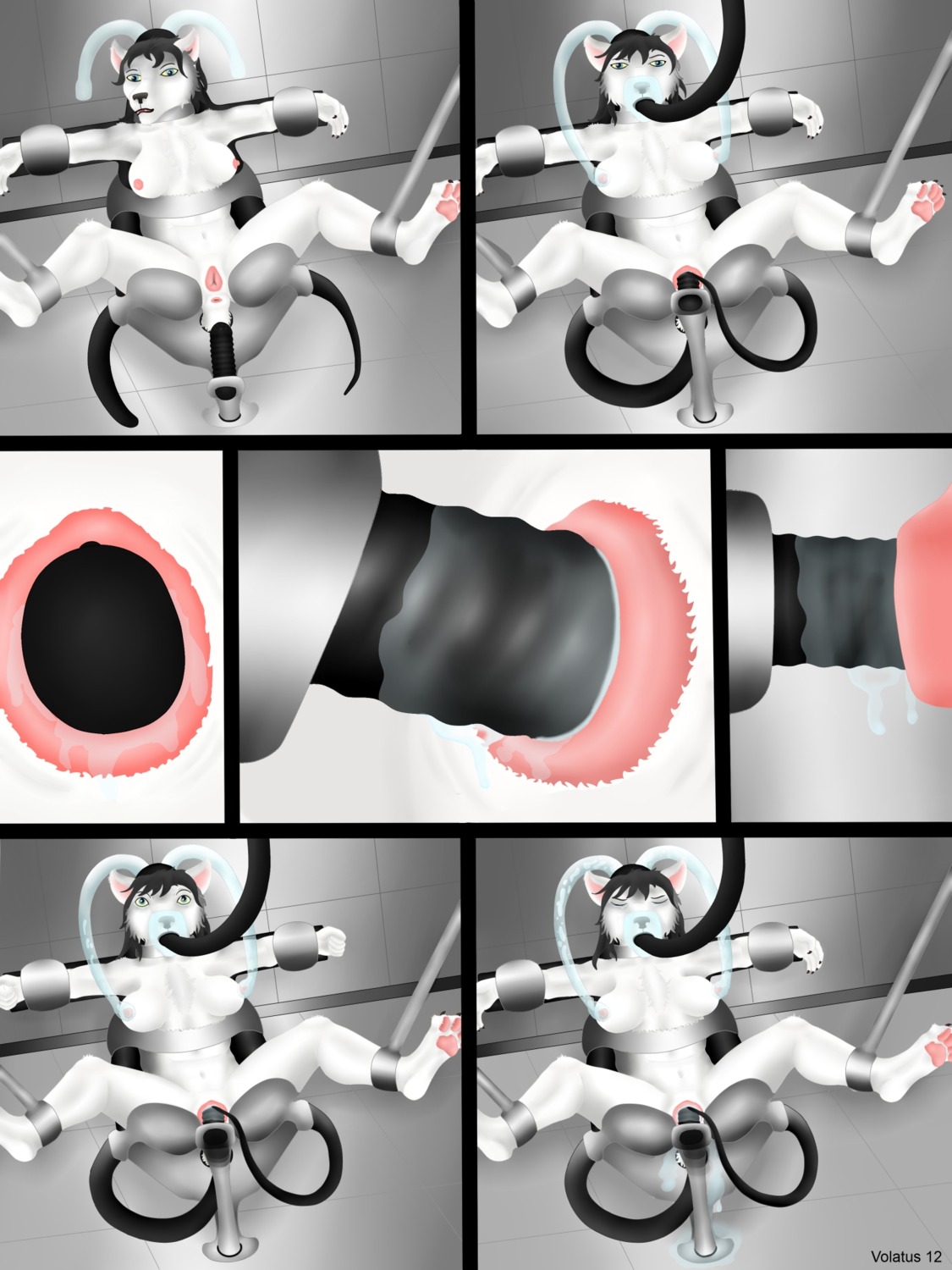 2012 3:4 anthro bdsm bodily_fluids bondage bound breast_milking breasts canid canine canis dildo domestic_dog e621 female fucking_machine genitals hi_res husky lactating machine mammal milking_machine nipples nordic_sled_dog nude penetration sex_toy solo spitz submissive submissive_female vaginal vaginal_penetration volatus vulva