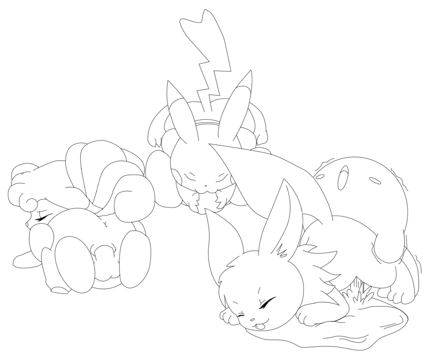 black_and_white crossover cum eevee female feral fur furry_tail kirby kirby_(series) monochrome multi_tail nintendo no_color no_humans pikachu pokemon pokemon_(species) pussy rule34 sex tail tails vaginal vaginal_penetration vaginal_sex vulpix white_background