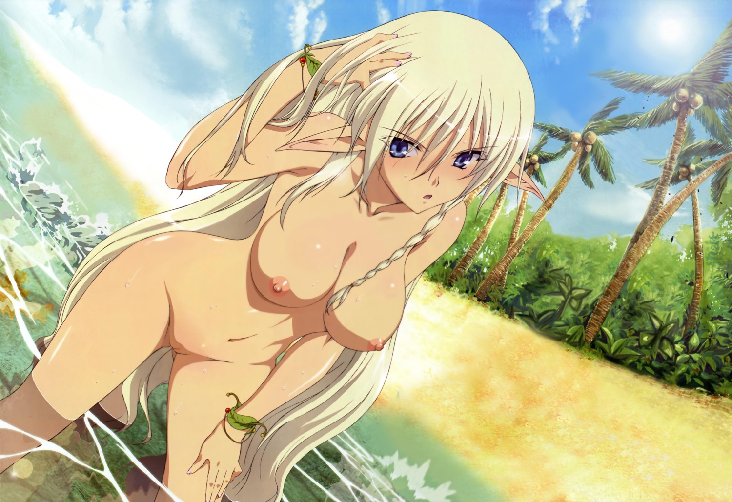 alleyne blonde_hair blue_eyes breasts female long_hair nipples nude pointy_ears queen's_blade rule34 tagme