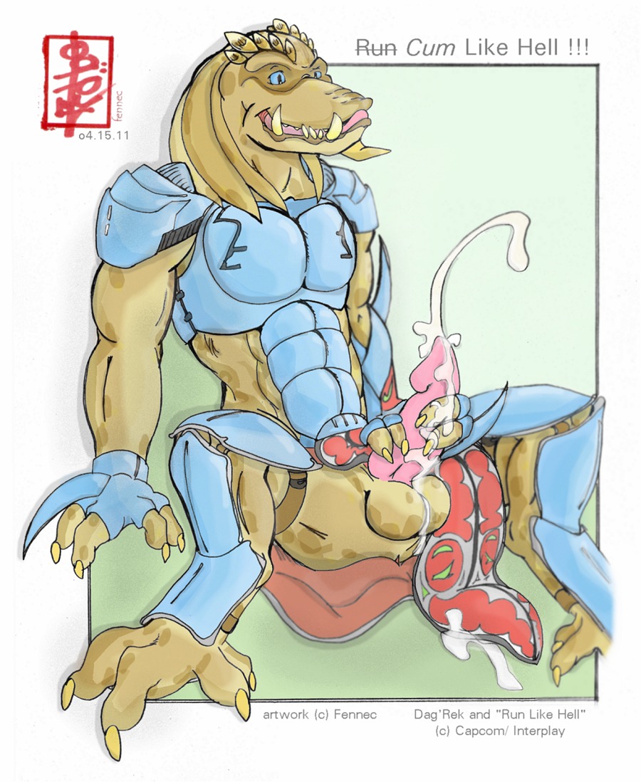 anthro armor dag dag'rek fennec male male_only masturbation penis rule34 run_like_hell sitting solo tagme