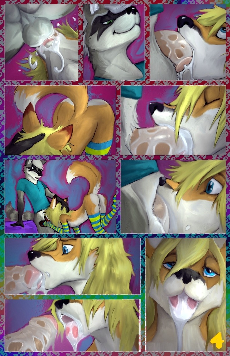 anthro anthro_on_anthro anthro_penetrated anthro_penetrating anthro_penetrating_anthro armwear backsack balls big_penis blonde_hair blue_eyes bodily_fluids bottomless butt canid canine clothed clothing comic cum cum_in_mouth cum_inside dripping duo e621 erection eyes_closed fellatio femboy fox genital_fluids genitals green_eyes hair head_grab hi_res interspecies legwear male male/male male_penetrated male_penetrating male_penetrating_male mammal messy multiple_scenes oral oral_penetration pattern_armwear pattern_clothing pattern_legwear penetration penile penis perineum procyonid raccoon rain420 rain_(rain420) rave_raccoon sex smile striped_armwear striped_clothing striped_legwear stripes