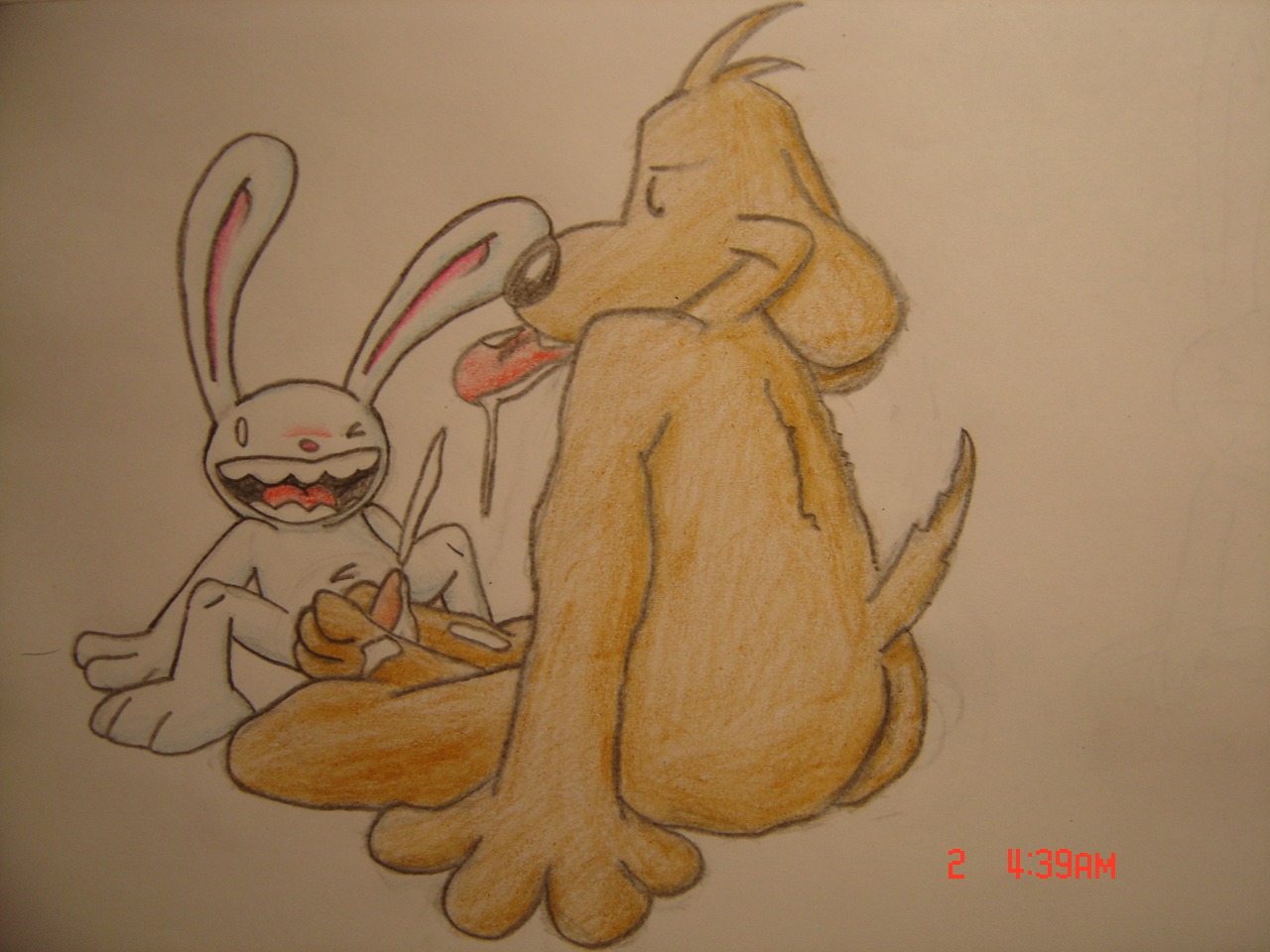 anthro canine foot_fetish footjob furry gay male male/male male_only max_(sam_and_max) penis rabbit rule34 sam_and_max samuel_dog yaoi