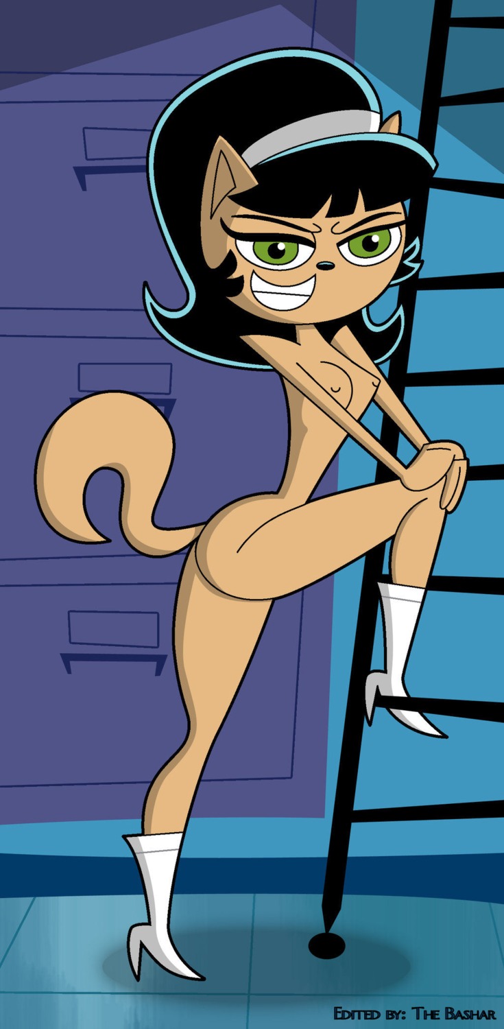 anthro black_hair brown_fur coonfoot domestic_cat feline female furry green_eyes high_heel_boots high_heels kitty_katswell nickelodeon nude rule34 t.u.f.f._puppy the_bashar