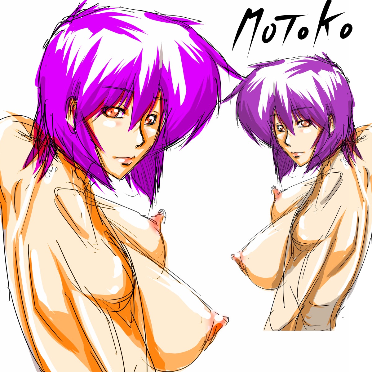 1girls female female_only ghost_in_the_shell kusanagi_motoko purple_hair red_eyes rule34 solo tagme white_background