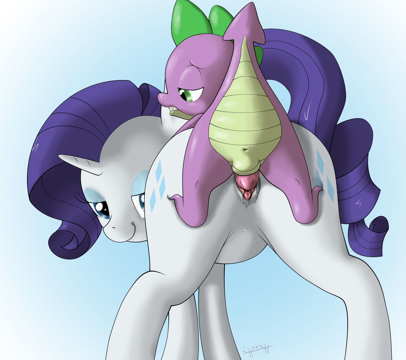 absurd_res anthro anthro_on_feral anthro_penetrating anthro_penetrating_feral anus bestiality dragon duo e621 equid equine erection female feral feral_penetrated friendship_is_magic from_behind_position genitals hasbro hi_res horn interspecies male male/female mammal my_little_pony mythological_creature mythological_equine mythological_scalie mythology nude penetration penis perching_position rarity_(mlp) scalie sex shoroch spike_(mlp) tail unicorn vulva young young_anthro young_male