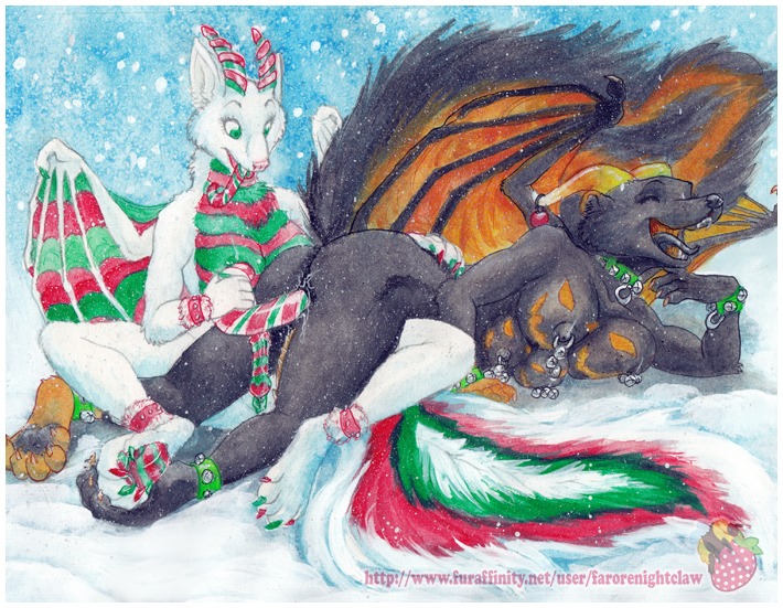 4_breasts anthro black_body black_fur black_nipples black_tongue bodily_fluids breasts candy candy_cane chain collar dessert dragon duo e621 erection eyes_closed farorenightclaw female fluffy fluffy_tail food from_behind_position fur genital_fluids genitals green_nipples herm herm/female horn hybrid intersex intersex/female lying mammal membrane_(anatomy) membranous_wings mephitid multi_breast mythological_creature mythological_scalie mythology nipple_piercing nipples on_front outside penetration penis piercing raised_tail scalie sex side_boob skunk sky snow striped_genitalia striped_penis stripes supernumerary_breasts tail tongue vaginal vaginal_fluids vaginal_penetration vulva wings
