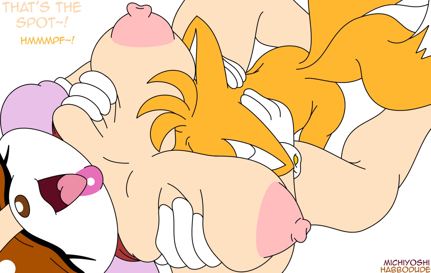 age_difference anthro areola big_breasts breast_fondling breast_grab breast_play breasts canid canine dialogue duo e621 english_text erect_nipples eyes_closed face_in_breasts female fondling fox from_front_position habbodude hair hand_on_breast head_between_breasts hi_res hmph huge_breasts lagomorph leporid lying male male/female mammal mature_anthro mature_female michiyoshi miles_prower missionary_position mother_(lore) nipples nude older_female on_back open_mouth orange_hair parent_(lore) rabbit sega sex simple_background smile sonic_the_hedgehog_(series) spread_legs spreading talking_to_another talking_to_partner text tongue vanilla_the_rabbit vowelless vowelless_vocalization white_background young younger_male