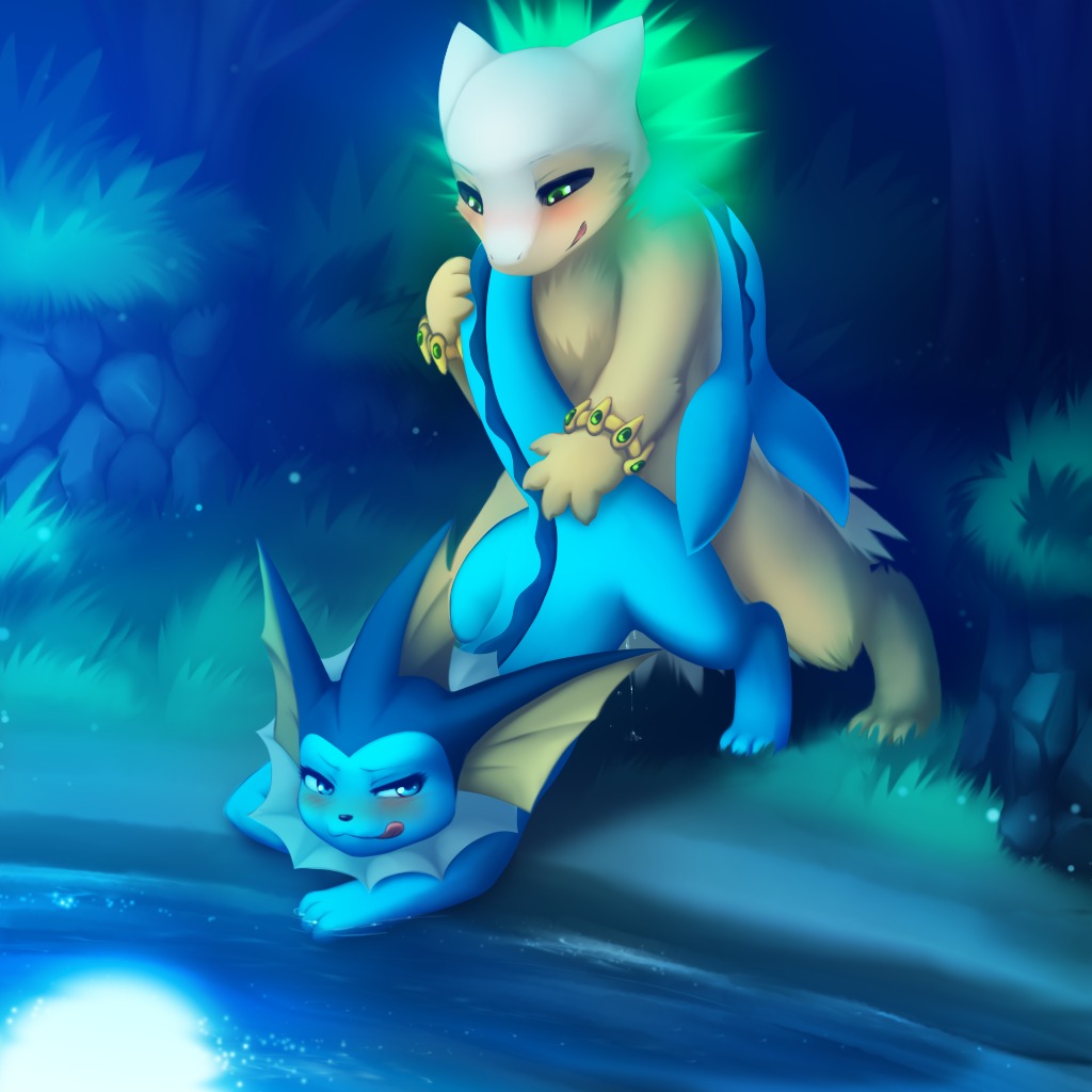 1:1 alternate_color blush bodily_fluids colored_fire cum darkmirage digitigrade duo e621 eeveelution fakemon fan_character female feral fire from_behind_position generation_1_pokemon generation_2_pokemon genital_fluids green_eyes green_fire licking licking_lips male male/female night nintendo outside pokemon pokemon_(species) self_lick sereos_(character) sex tail tongue tongue_out typhlosion vaporeon