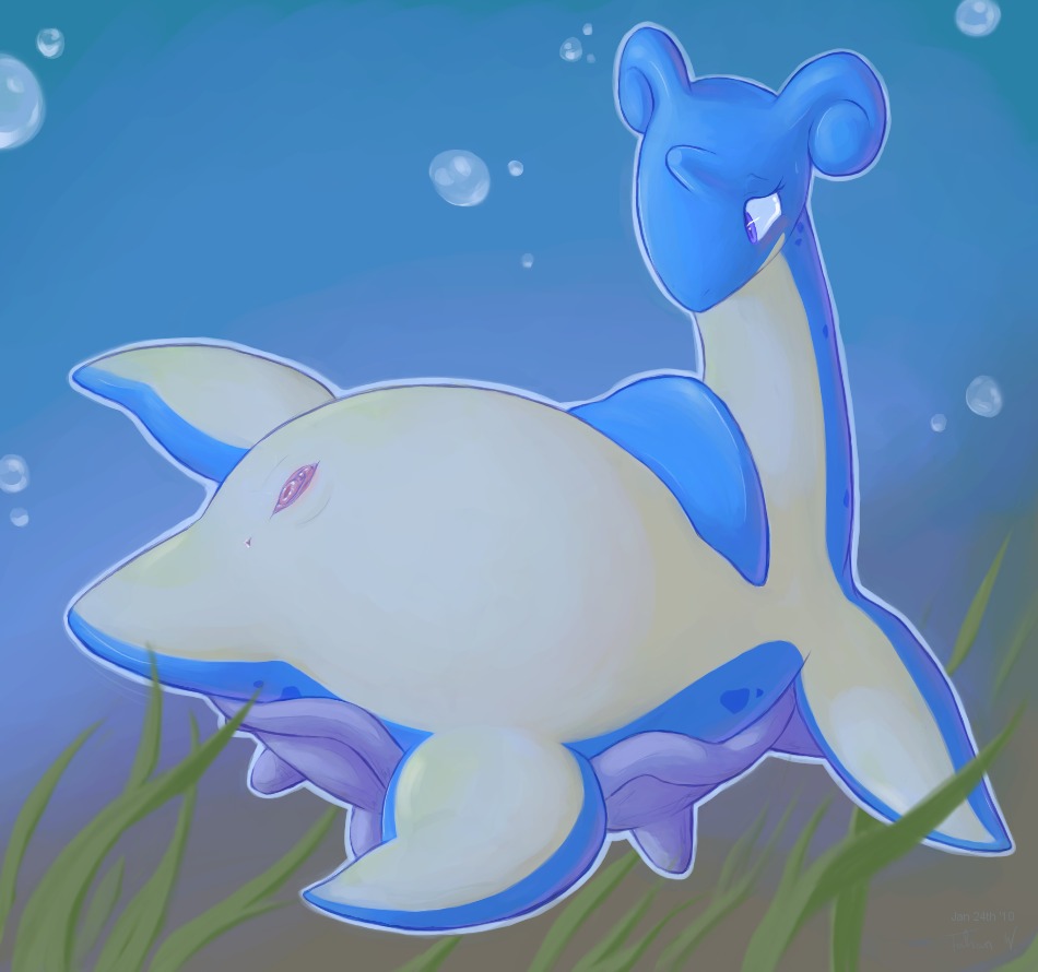 2010 anus aquatic blue_body blush bubble charrcoal clitoris countershading detailed_background e621 female feral fin generation_1_pokemon genitals humanoid_genitalia humanoid_vulva lapras long_neck nintendo pokemon pokemon_(species) purple_eyes sea seabed seaweed signature solo underwater vulva water worried