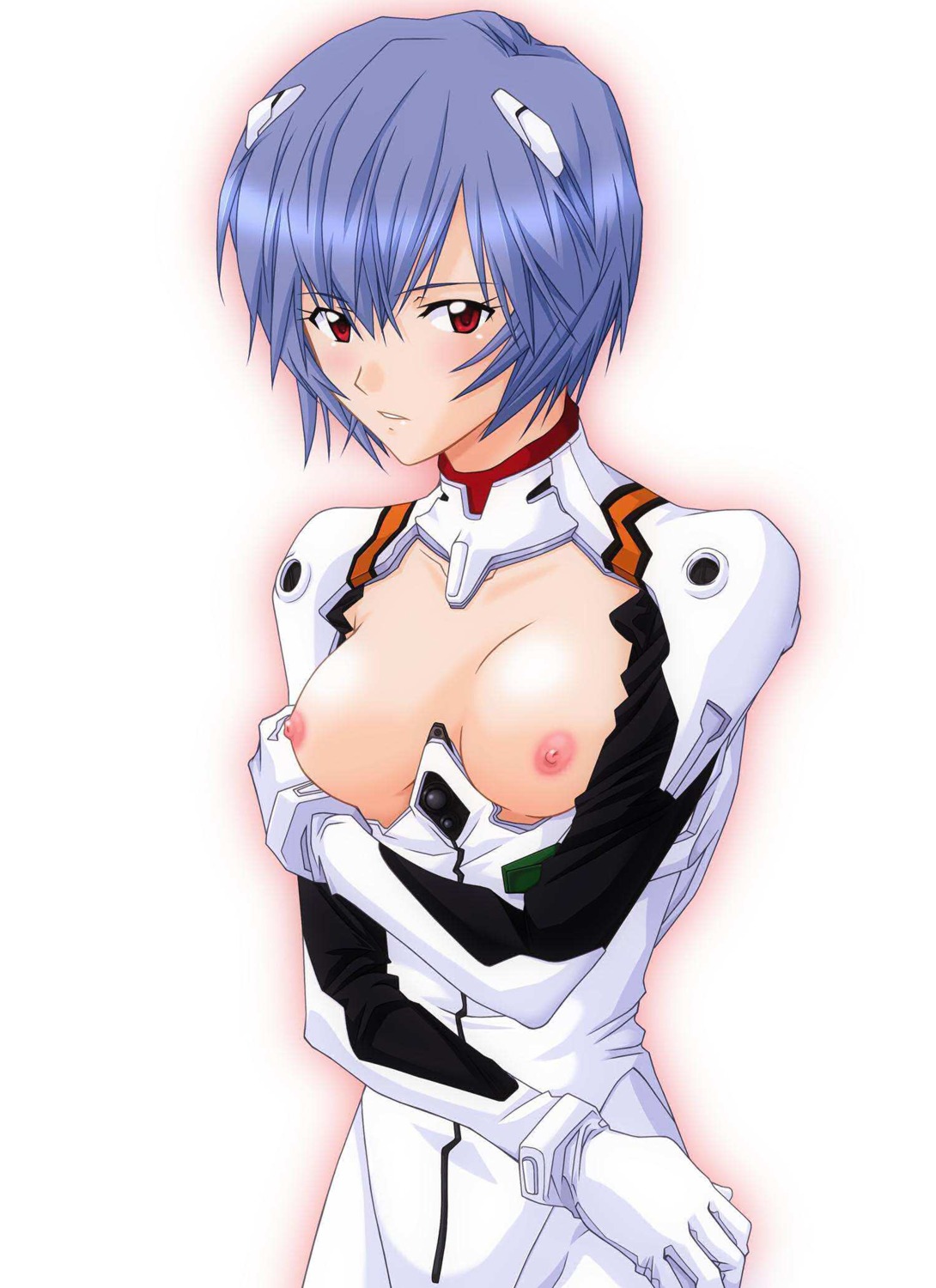 1girls blue_hair bodysuit breasts clothing count_zero female gainax human interface_headset light-skinned_female light_skin looking_at_viewer neon_genesis_evangelion nipples pale-skinned_female pale_skin pilot_suit plugsuit red_eyes rei_ayanami rule34 short_hair small_breasts tagme