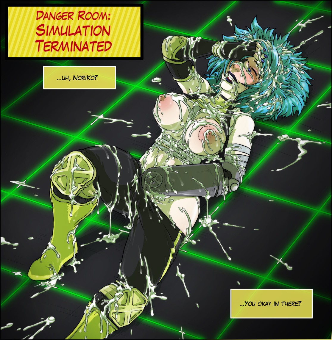 after_sex blue_hair blush breasts closed_eyes cum cum_on_body female gauntlets large_breasts marvel marvel_comics masturbation new_x-men nipples noriko_ashida rule34 short_hair sparrow_(artist) surge_(x-men) x-men