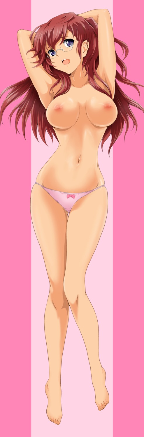 ano_natsu_de_matteru breasts female glasses high_resolution long_hair otokojuku panties pointy_chin red_hair rule34 takatsuki_ichika