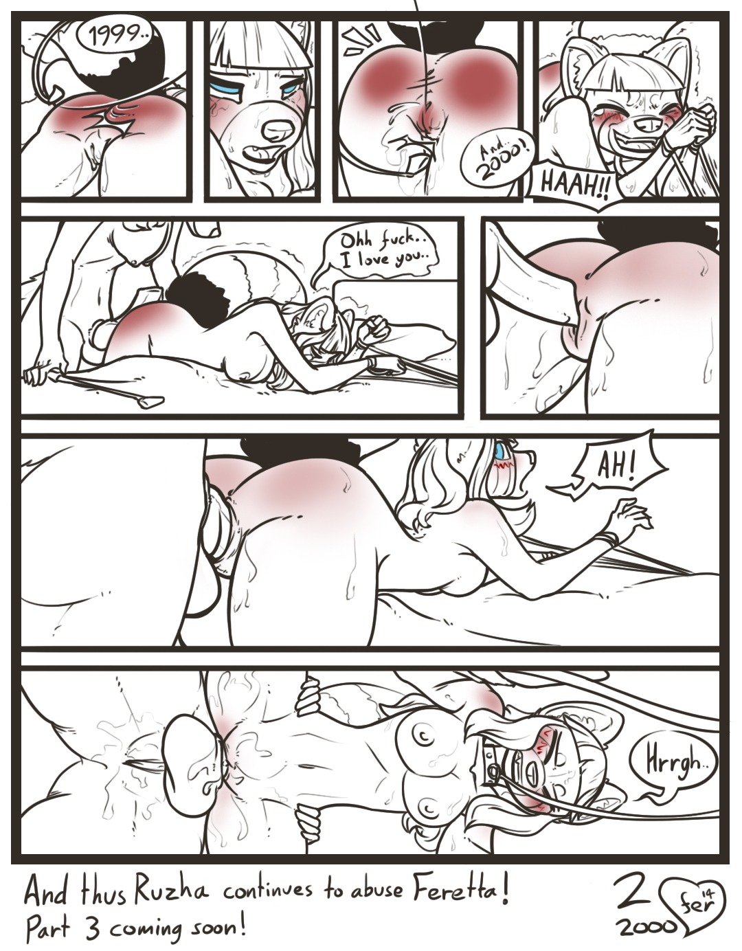 ailurid anthro arms_above_head balls balls_deep bdsm bed big_breasts blue_eyes blush bodily_fluids bondage bound breasts butt canid canine collar comic counting deep_penetration digital_media_(artwork) dominant dominant_gynomorph dominant_herm dominant_intersex duo e621 english_text erection female female_penetrated feretta feretta_(character) from_behind_position furniture genital_fluids genital_torture genitals gynomorph herm herm/female herm_dominating_female herm_penetrating herm_penetrating_female hi_res intersex intersex/female intersex_penetrating intersex_penetrating_female jex knot leash mammal messy nude on_bed orgasm penetration penile penile_penetration penis penis_in_vagina pussy_torture red_panda reddened_butt reddened_pussy riding_crop ruzha sex submissive submissive_female sweat tears text vaginal vaginal_fluids vaginal_penetration vulva whip whipping