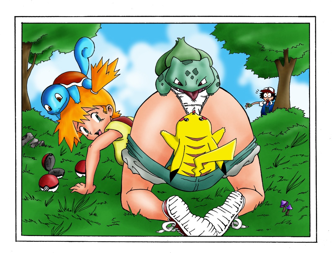 artist_request ash_ketchum ass bulbasaur cunnilingus_through_clothes female game_freak generation_1_pokemon green_eyes human kasumi_(pokemon) looking_back misty_(pokemon) mushroom nintendo orange_hair panties pikachu pokeball pokemon pokemon_(anime) pokemon_(species) pokemon_rgby pokephilia rule34 satoshi_(pokemon) shocked short_hair short_orange_hair side_ponytail smooth_skin squirtle tongue tongue_out white_panties