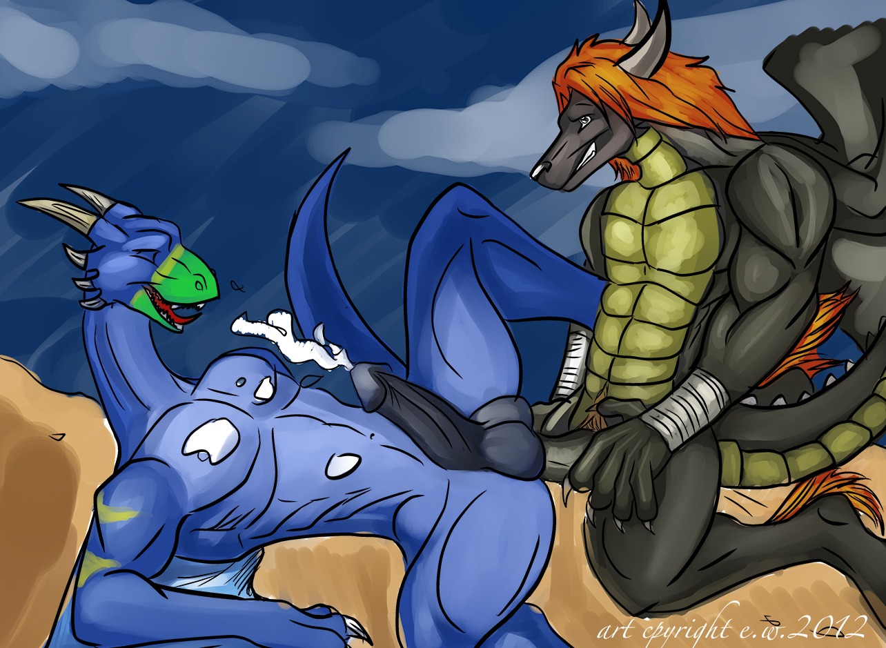 2012 5_fingers anthro bodily_fluids canid canine canis claws cum dragon duo e621 ejaculation european_mythology fingers genital_fluids genitals glans hair hands-free horn hybrid lordsnape male male/male mammal mythological_creature mythological_scalie mythology orange_hair orgasm penis scales scalie sex tail viper_(cdsowden85) western_dragon wing_claws wings wolf wyvern year