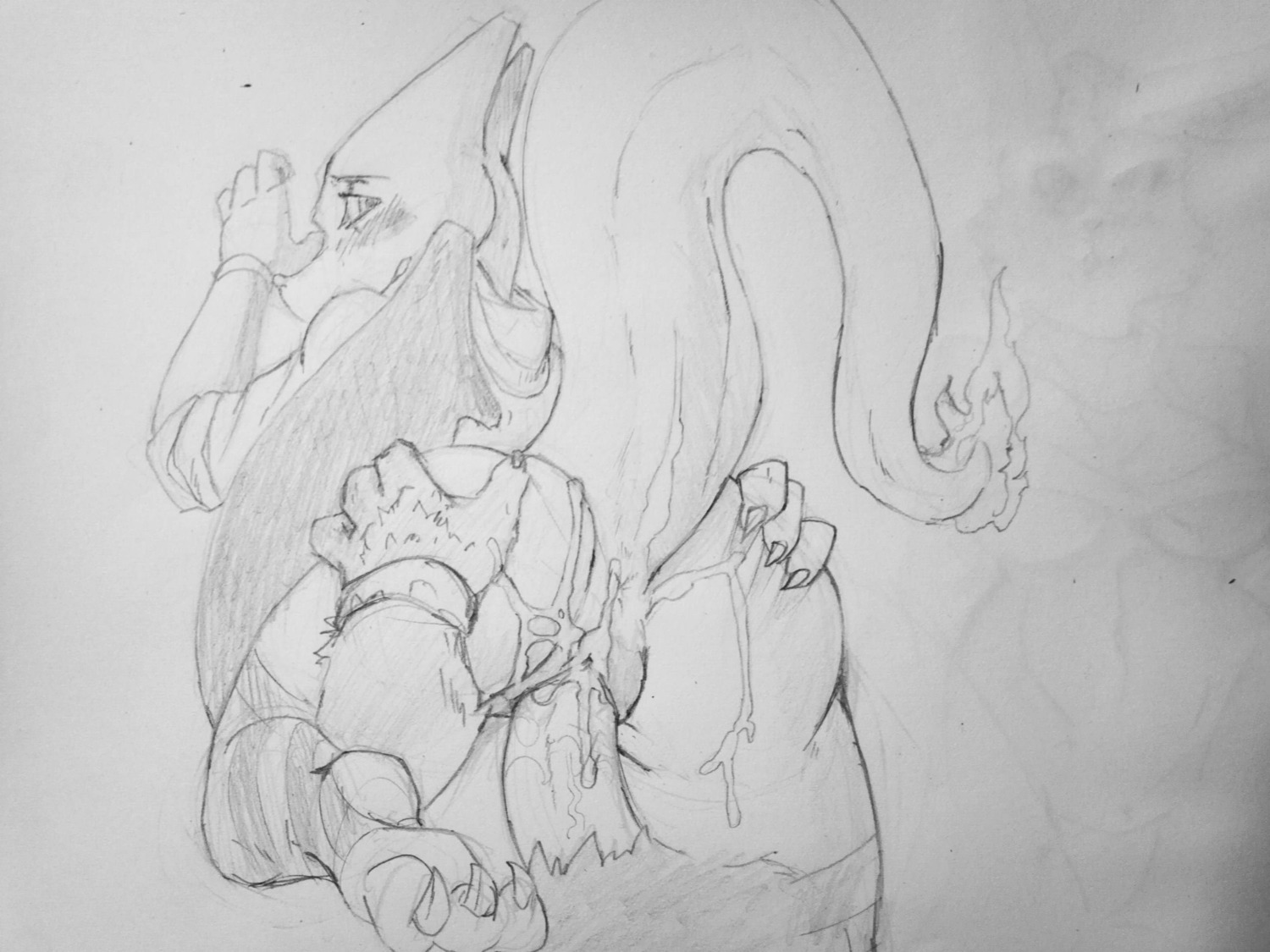 anthro ass bottomless charizard clothing female fire male monochrome nintendo pokemon pokemon_(species) pussy rule34 sex straight tail vaginal_penetration vulva