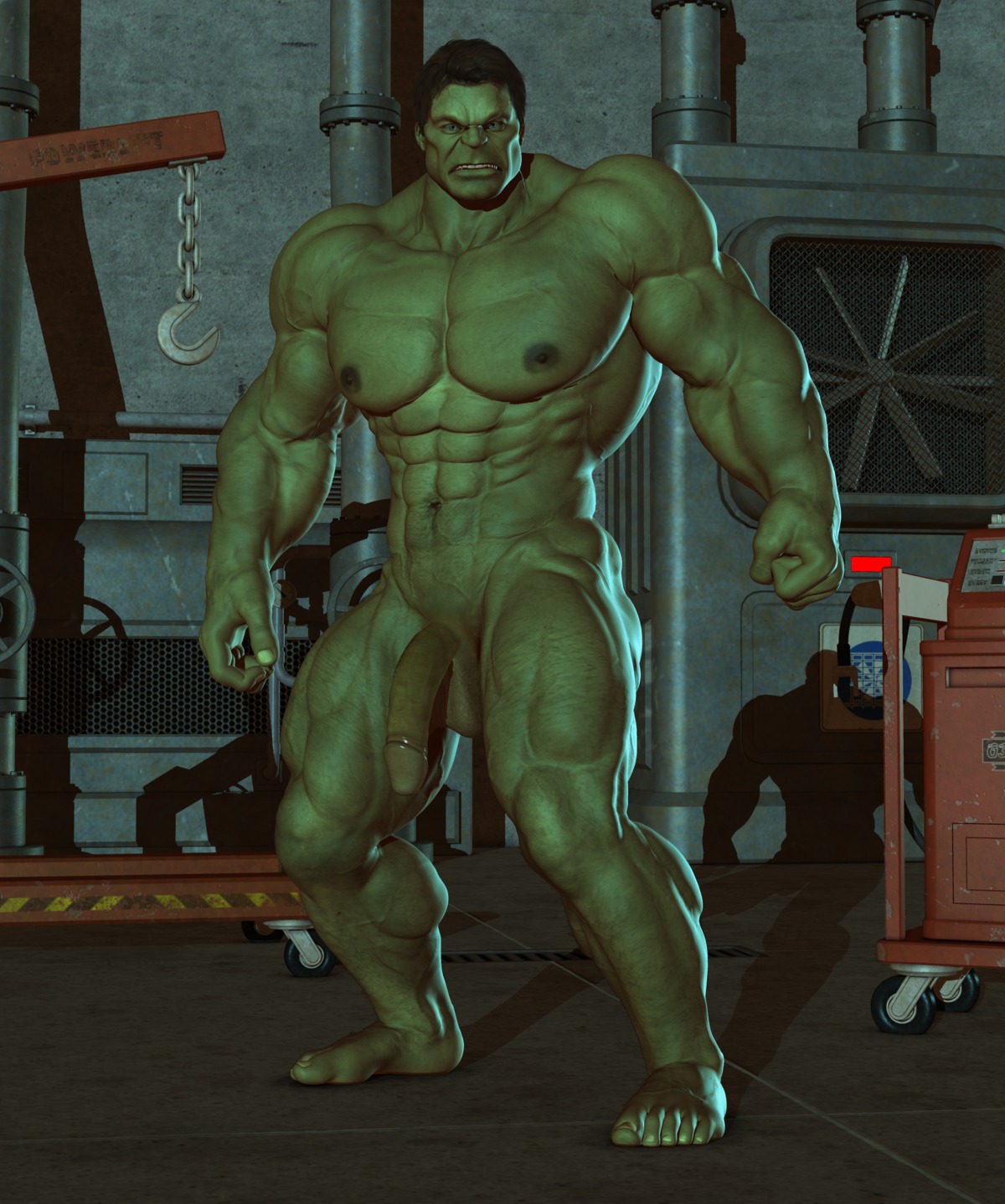 1boy 3d abs balls barefoot feet green_skin huge_cock hulk male male_only marvel marvel_comics muscles muscular penis rule34 solo yolco