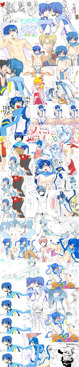 1girl 2boys akaito alfred_jones america_(hetalia) art_dump artist_request axis_powers_hetalia blue_eyes blue_hair blue_scarf blush breasts bunnysuit cat_boy catboy censored clothed crossover cum fanloid fellatio female gay genderswap hatsune_miku hetero japanese_clothes japanese_dialogue japanese_language japanese_text kagamine_len kagamine_rin kaito_(vocaloid) kaito_v1 kimono long_hair male male_focus megurine_luka meiko meiko_(vocaloid) multiple_boys multiple_males nipples nude oral partially_clothed penis rule34 scarf selfcest sex sketch_page smile tears unknown_artist vocaloid vocaloid_1 vocaloid_2 yaoi