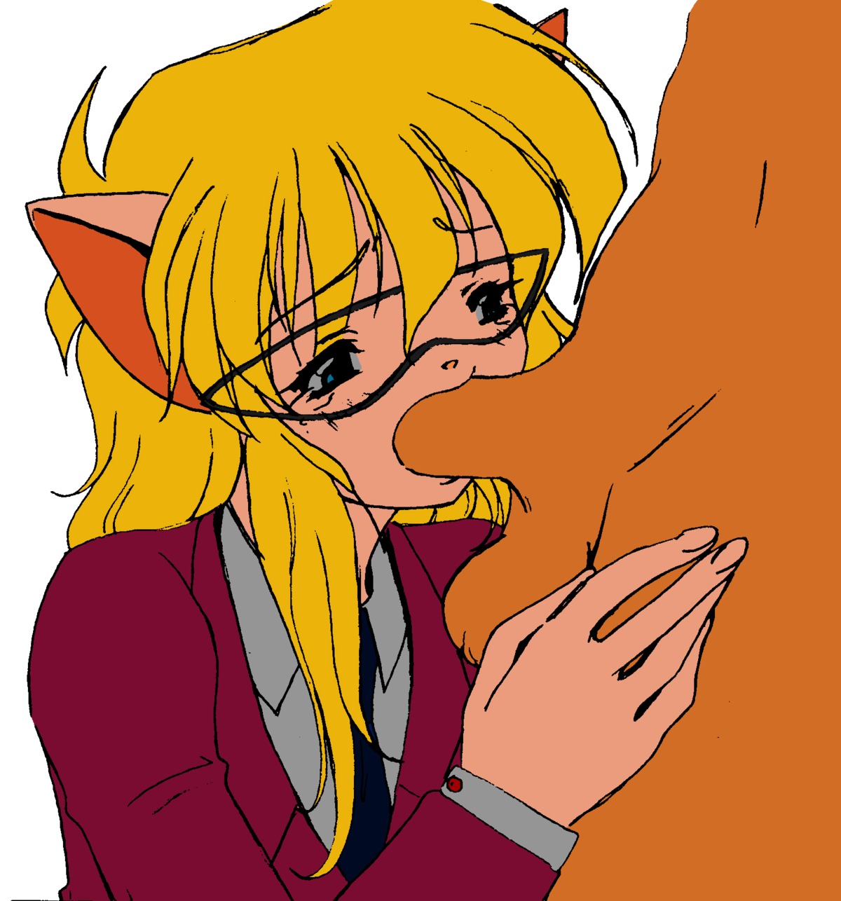 accessory anthro anthro_penetrated balls biped blonde_hair blue_eyes bodily_fluids callie_briggs crying duo e621 erection eyewear felid fellatio female female_on_human female_penetrated genitals glasses hair hanna-barbera hi_res human human_on_anthro human_penetrating human_penetrating_anthro interspecies male male/female male_on_anthro male_penetrating male_penetrating_female mammal necktie oral oral_penetration penetration penile penis sex swat_kats tears unknown_artist