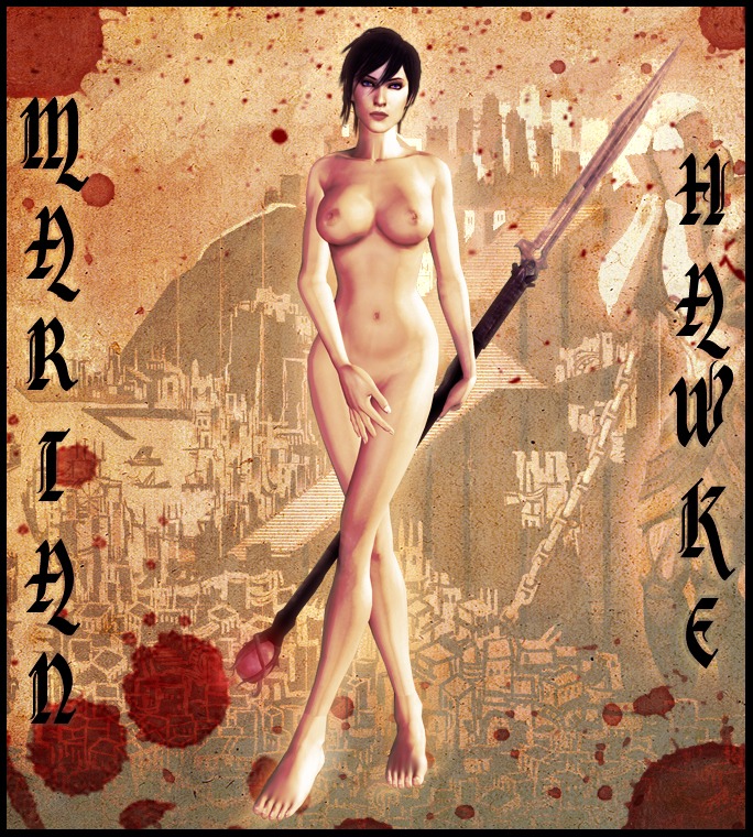 1girls 3d breasts dragon_age dragon_age_2 female female_only femhawke hawke nude rule34 solo solo_female staff text trueprince