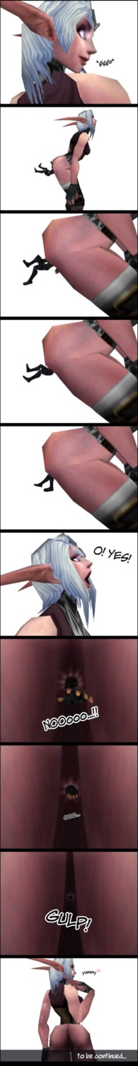 anal_vore anus artist_request ass ass_focus comic english english_text female female_pred night_elf rule34 unwilling_prey vore white_background white_hair willing_pred world_of_warcraft