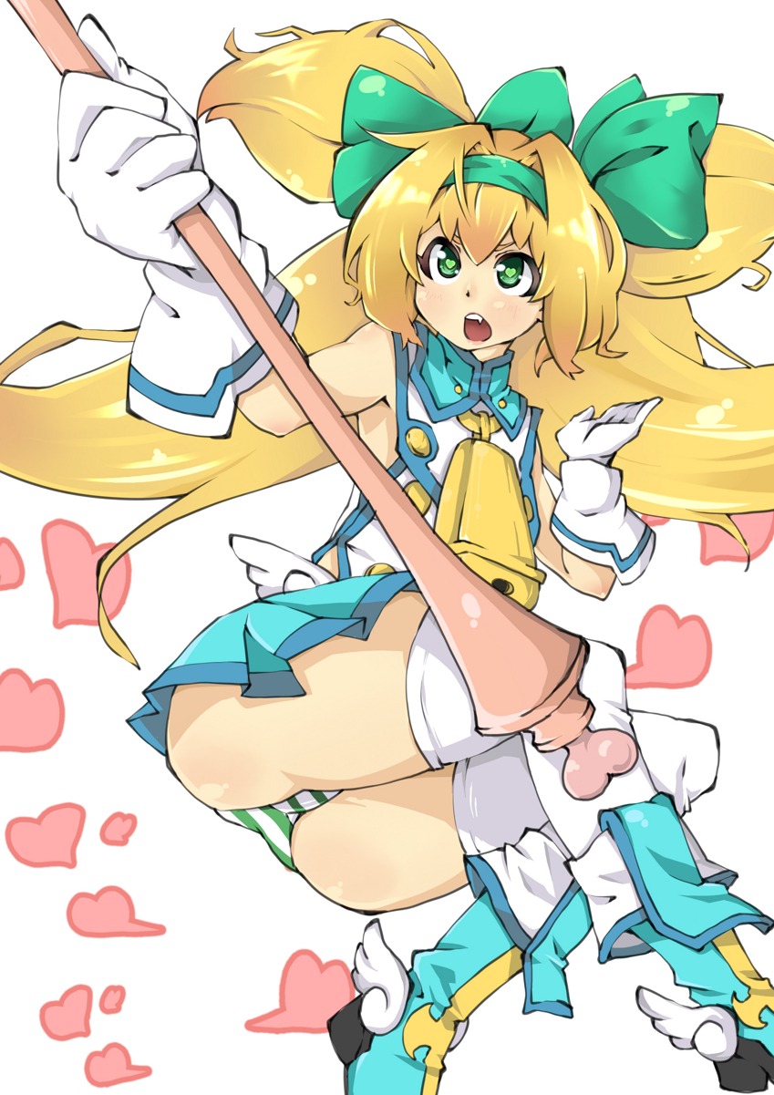 artist_request bell blazblue blonde_hair boots bowtie female gloves green_eyes heart-shaped_pupils hearts legwear long_hair panties platinum_the_trinity rule34 striped_panties tagme thick_thighs white_background