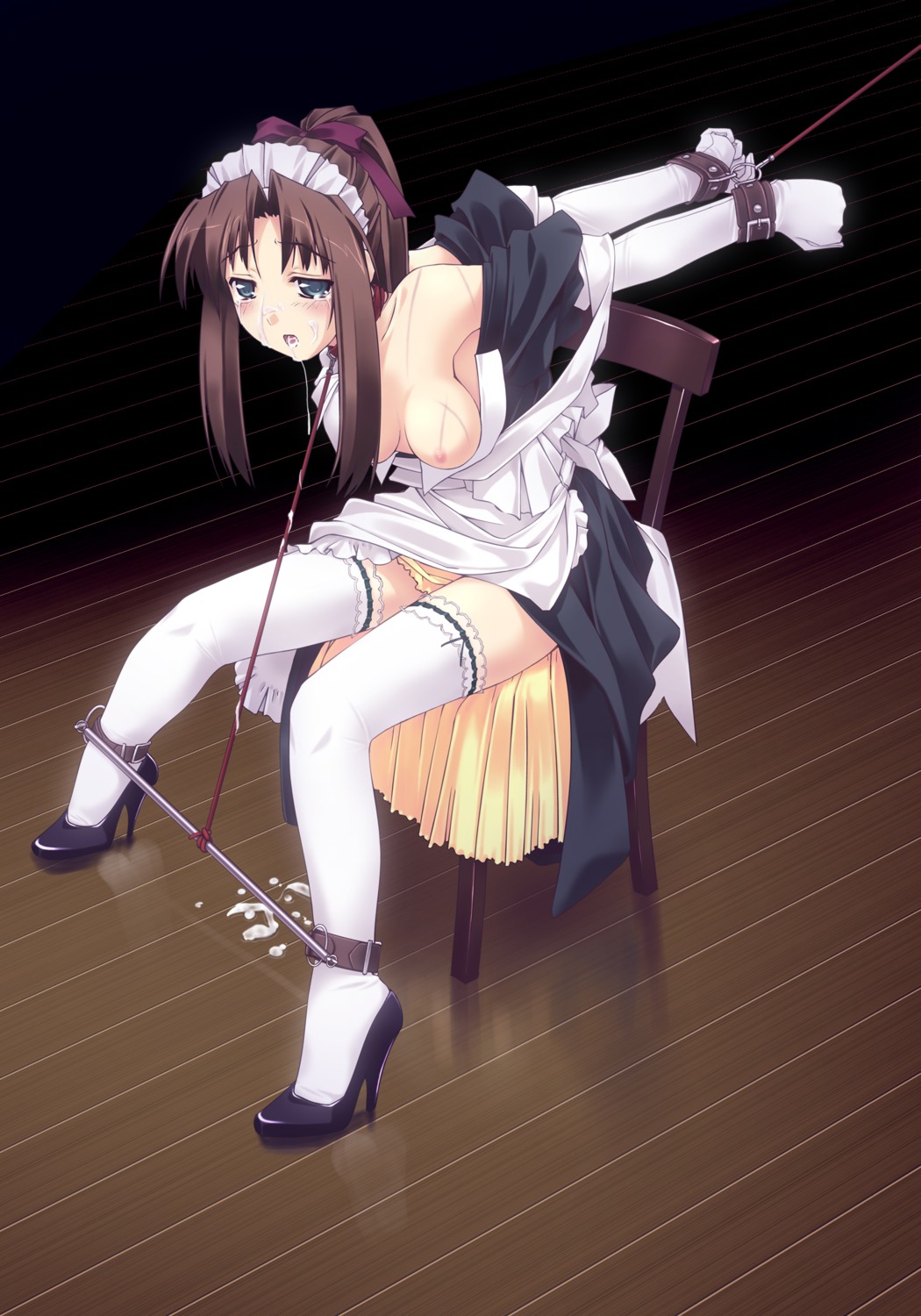 1girls after_rape after_sex apron arm_held_back arms_behind_back blue_eyes blush bondage bound_to_chair bound_wrists bow breasts brown_hair chair collar creampie cuffs cum cumdrip elbow_gloves f-ism facial female female_focus female_human female_only femsub full_body garters gloves hairbow heels high_heels highres human human_female human_focus human_only long_hair looking_at_viewer maid maid_headdress murakami_suigun nipples no_visible_genitalia off_shoulder open_clothes open_mouth original panties ponytail restrained rule34 shoes sitting skirt skirt_lift solo solo_female solo_focus spreader_bar straight_hair tears thighhighs tied_hair underwear whip_marks white_legwear white_thighhighs yellow_panties