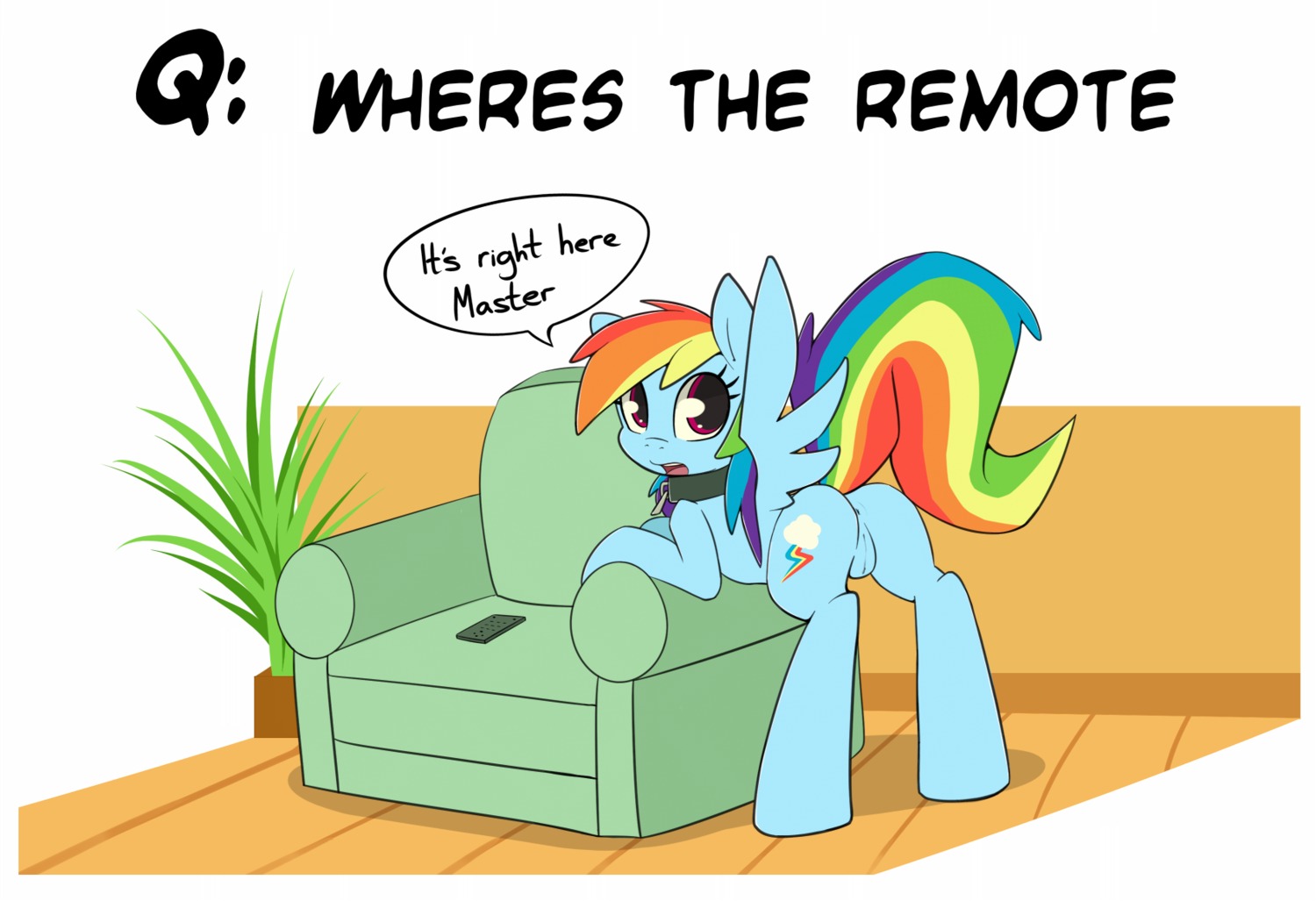 2012 anus bdsm blue_body blue_feathers blue_fur butt collar cutie_mark dialogue e621 english_text equid equine feathered_wings feathers female feral friendship_is_magic fur genitals grumblepluck hair hasbro hi_res mammal multicolored_hair multicolored_tail my_little_pony mythological_creature mythological_equine mythology open_mouth pegasus petplay purple_eyes rainbow_dash_(mlp) rainbow_hair rainbow_tail roleplay solo tail text tongue vulva wings
