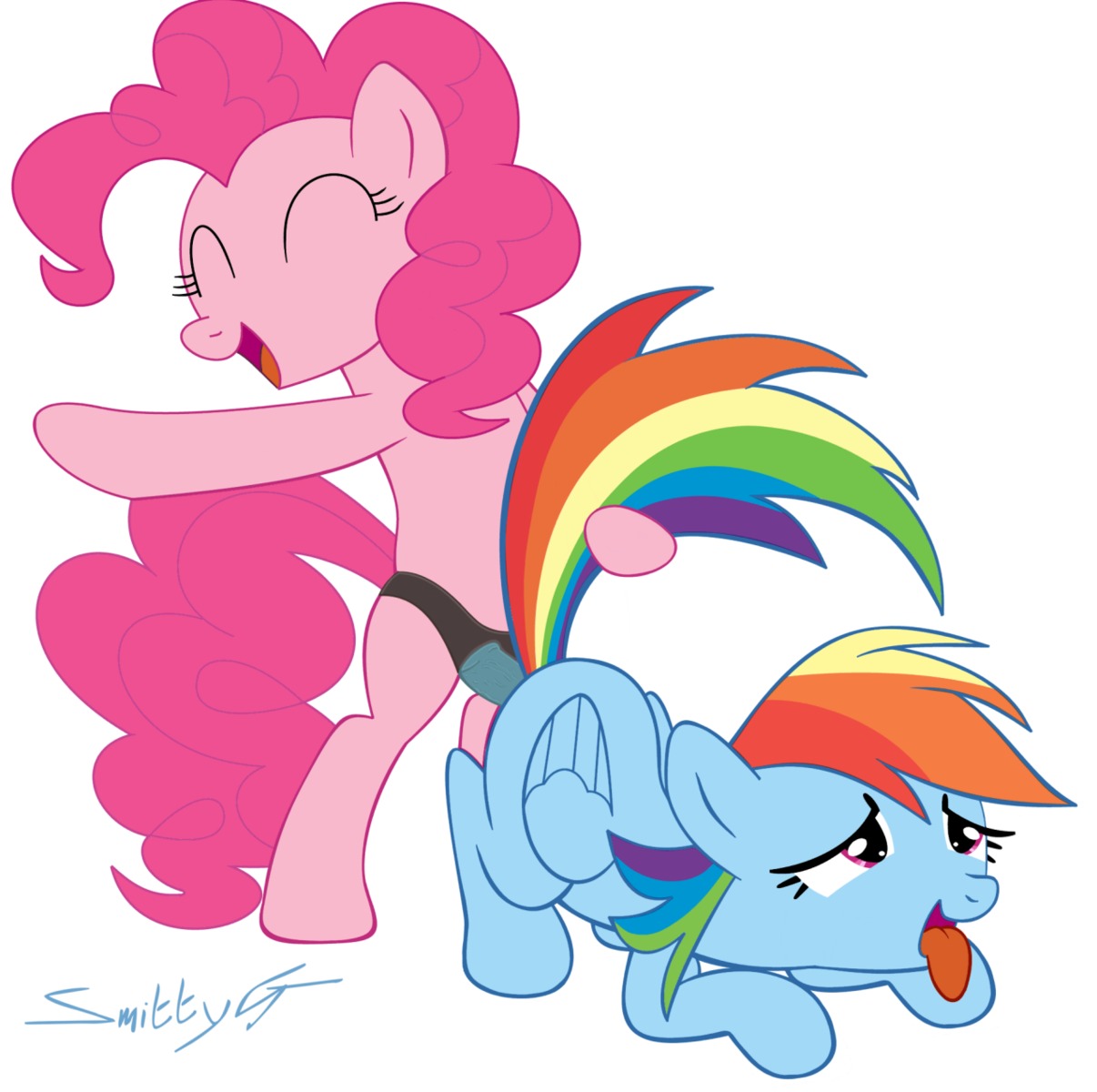 anthro blue_fur closed_eyes dildo earth_pony equine female feral friendship_is_magic fur hair horse insertion my_little_pony mythological_creature mythological_equine mythology nude pegasus pink_fur pink_hair pinkie_pie_(mlp) pony rainbow_dash_(mlp) rainbow_hair raised_tail rule34 sex_toy standing strap-on strapon tagme tail white_background