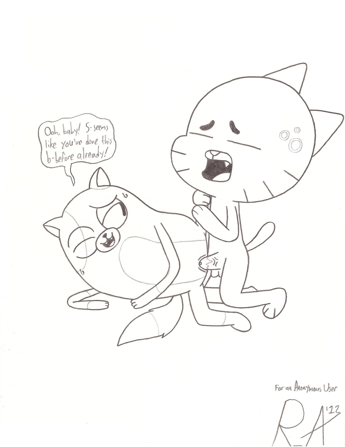 adventure_time cake_the_cat crossover female gumball_watterson random_anon rule34 the_amazing_world_of_gumball