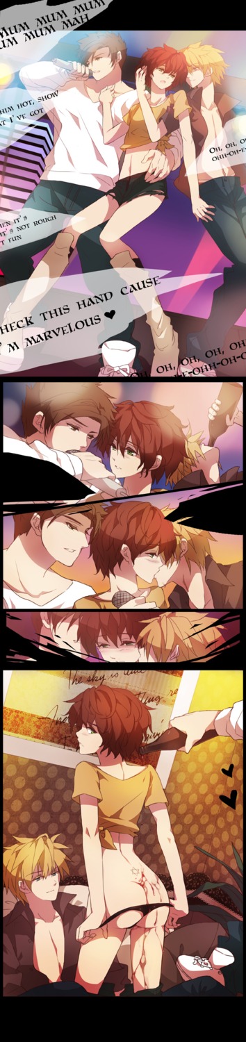 bottle comedy_central dripping eric_cartman gay kenny_mccormick kyle_broflovski male microphone multiple_boys multiple_males red_hair rule34 south_park tagme yaoi