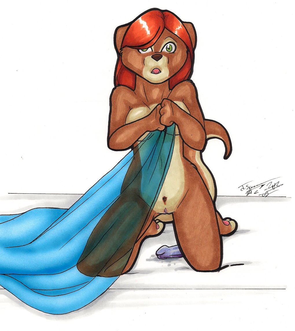 anthro caught_in_the_act clothing covering covering_self dildo e621 female genitals green_eyes hair mammal mustelid nude os otter red_hair sex_toy solo surprised tail translucent translucent_clothing vulva