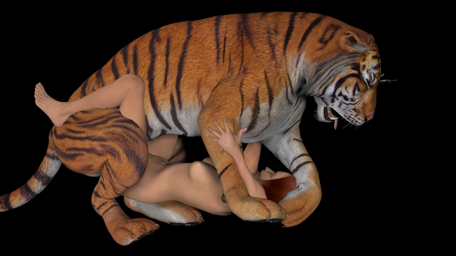 16:9 3d_(artwork) bestiality digital_media_(artwork) duo e621 felid female female_human female_on_feral feral hi_res human human_on_feral interspecies male male/female male_on_human mammal pantherine realistic_feral sex tiger unknown_artist widescreen