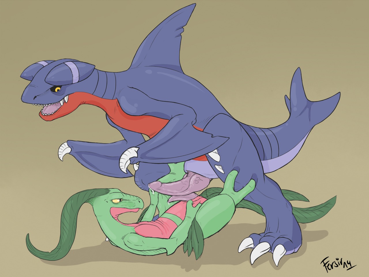 2014 3_toes 4:3 animal_genitalia anthro anthro_on_anthro bald barefoot black_sclera bodily_fluids claws cloaca cloacal_penis cum cum_on_penis dragon duo e621 erection feet fersir fin frottage garchomp generation_3_pokemon generation_4_pokemon genital_fluids genitals grovyle happy knot larger_male looking_down lying male male/male muscular mythological_creature mythological_scalie mythology narrowed_eyes nintendo nude on_back open_mouth orgasm pecs penile penis penises_touching pokemon pokemon_(species) precum raised_leg scalie sex sharp_teeth size_difference smaller_male smile spread_legs spreading squint standing tail teeth toe_claws toes tongue vein veiny_penis yellow_eyes