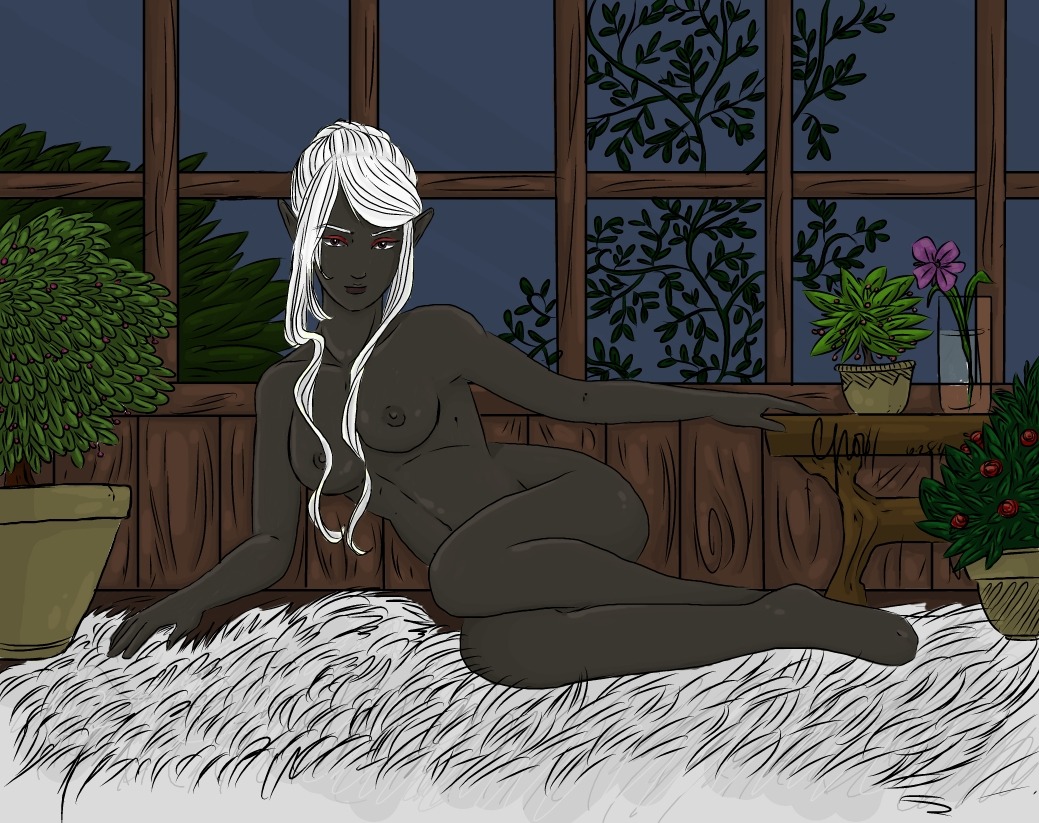 1girls areolae breasts dark_elf drow drow_(dnd) dungeons_and_dragons elf elf_ears elf_female female looking_at_viewer nipples nude nude_female rule34 tagme white_hair