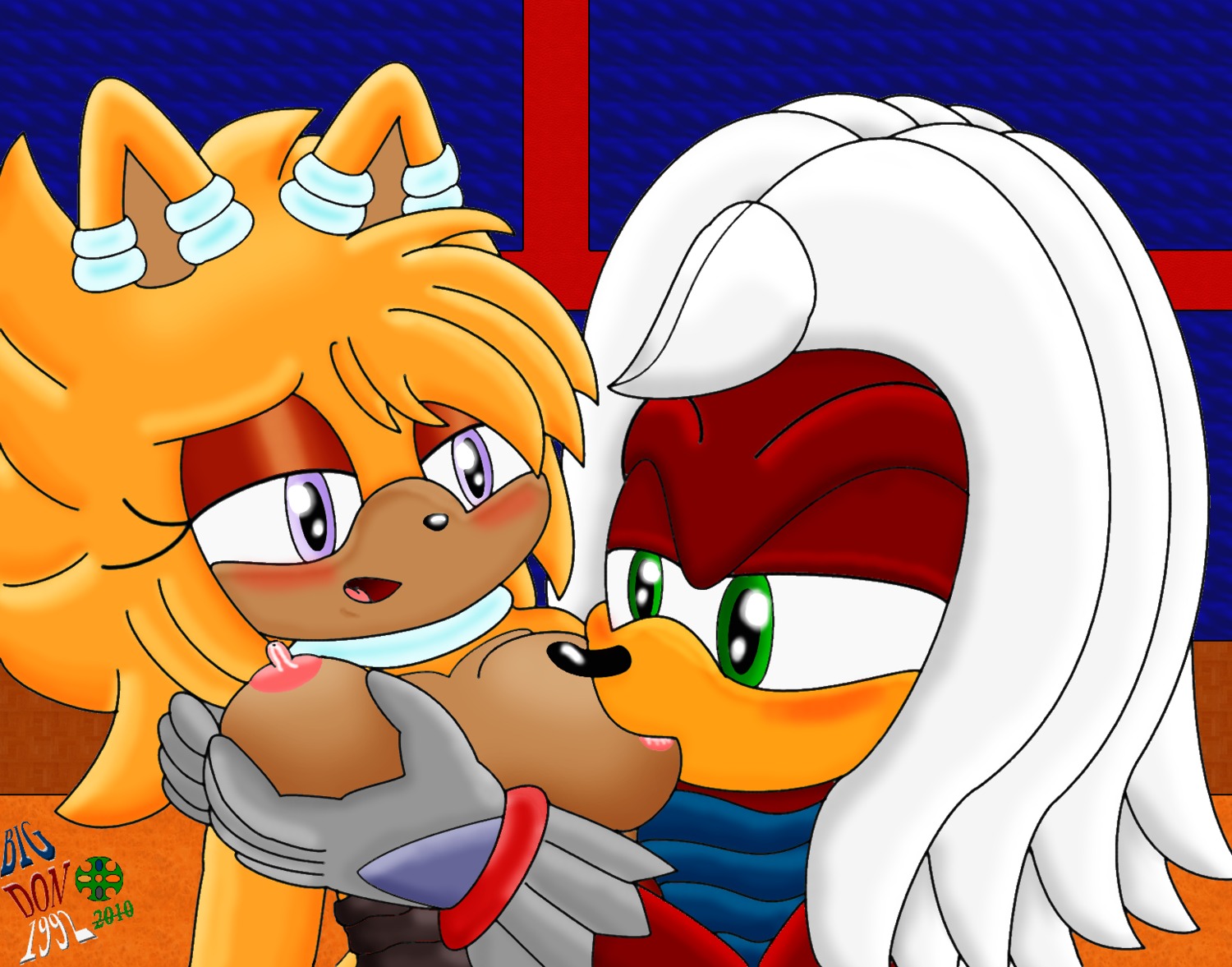 ambiguous_gender anthro bigdon1992 breasts crystal duo e621 echidna eulipotyphlan fan_character female half-closed_eyes hedgehog hi_res mammal monotreme narrowed_eyes nightmare_(character) nipples open_mouth sega sonic_the_hedgehog_(series)