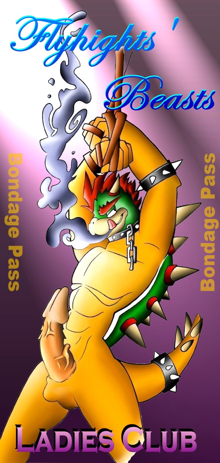 1boy 2011 abs balls bowser chain english_text erection gay koopa male male_only mario_(series) nintendo penis rule34 solo spiked_bracelet spiked_collar tagme text tongue_out uncensored veiny_penis video_games zubat_(artist)