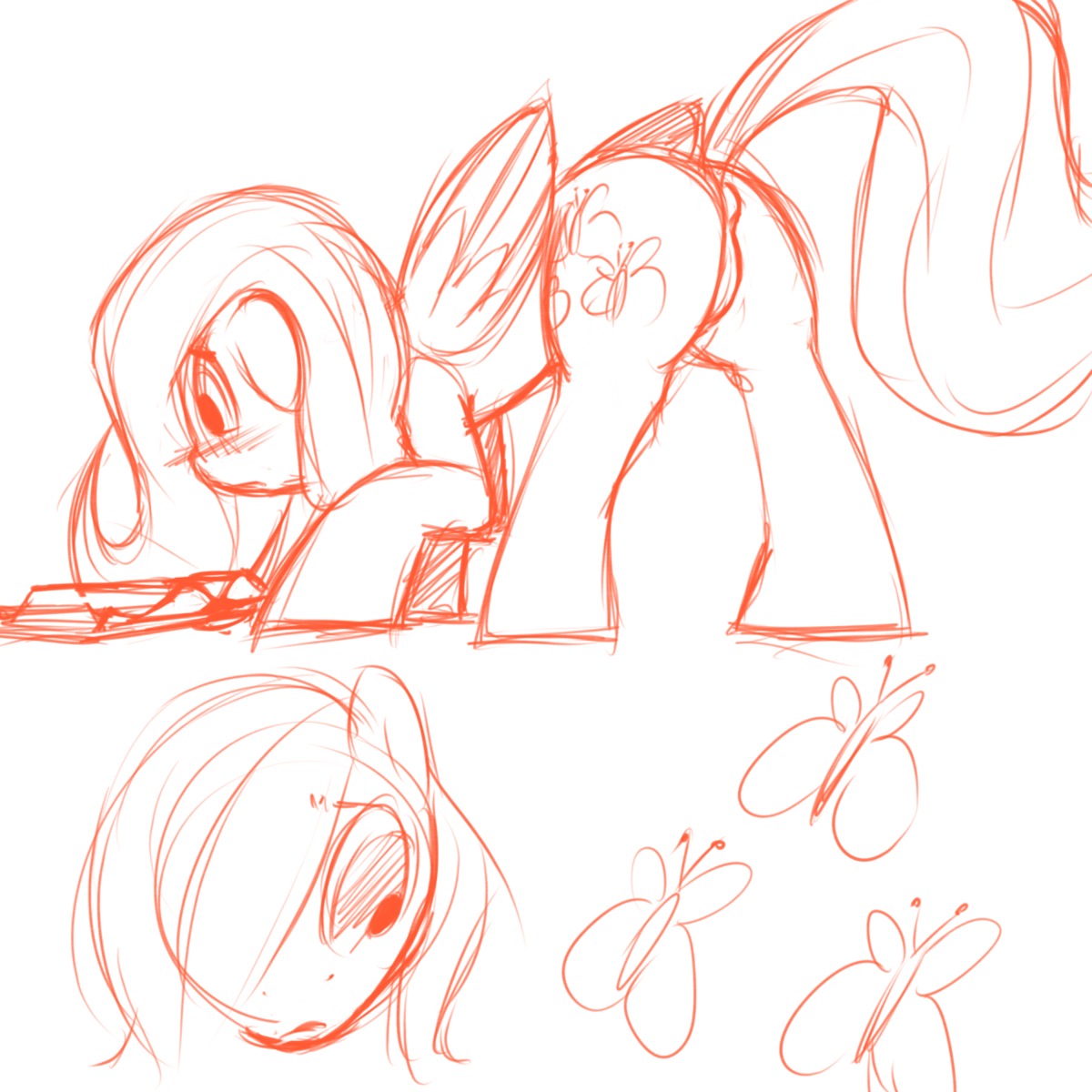 equine female feral florecentmoo fluttershy_(mlp) friendship_is_magic horse my_little_pony pegasus pony rule34 rule_63 smooth_skin tail wings
