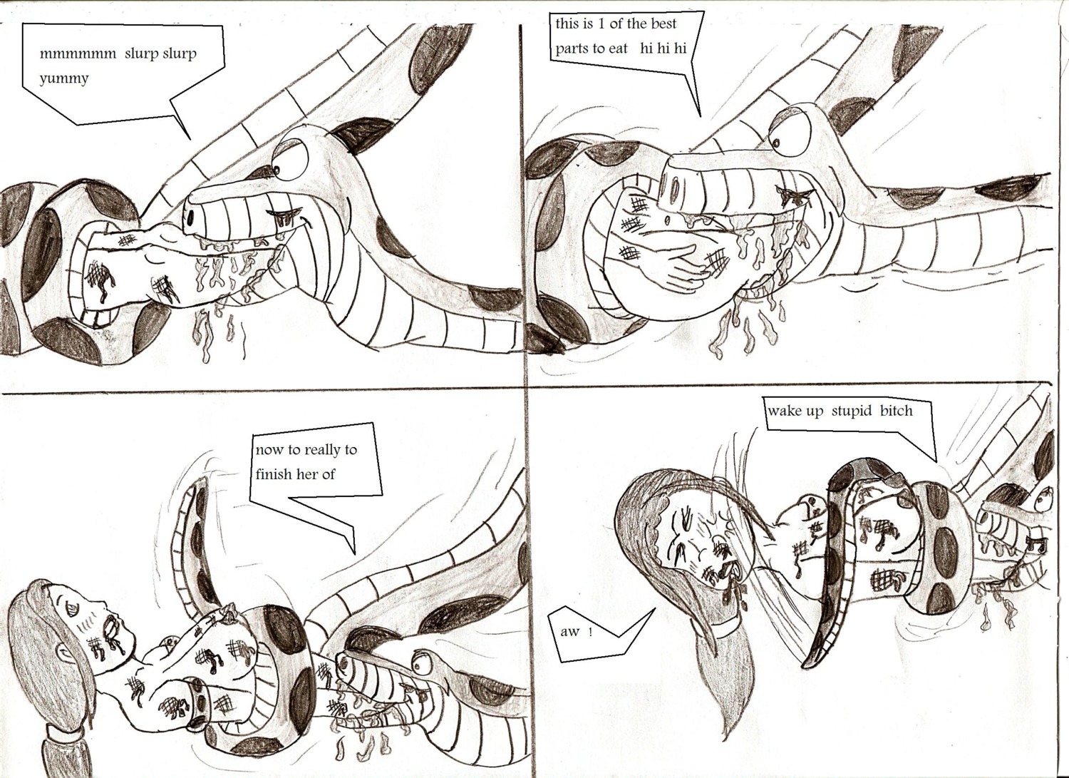 comic disney female jking kaa monochrome nipples rule34 shanti sketch snake snake_vore the_jungle_book vore