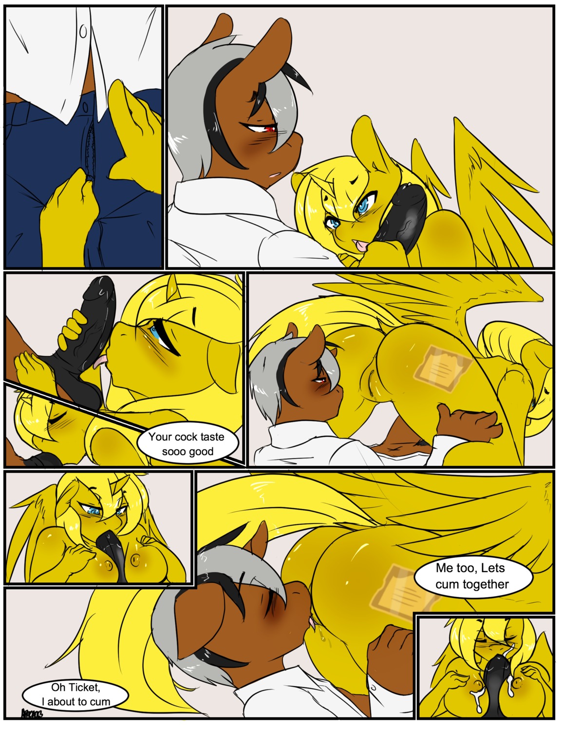69_position absurd_res anthro anthrofied avante92 balls black_hair black_penis blonde_hair blush bodily_fluids breast_play breasts clothing comic cum cum_in_mouth cum_inside cum_on_breasts cum_on_face cutie_mark dialogue dock_(anatomy) duo e621 english_text equid equine erection eyes_closed feathered_wings feathers fellatio female female_penetrated genital_fluids genitals grey_hair hair hasbro hi_res horn licking male male/female male_penetrating male_penetrating_female mammal my_little_pony mythological_creature mythological_equine mythology navel nipples oral oral_penetration penetration penile penis penis_lick sex tail text titfuck tongue tongue_out undressing unicorn vaginal_fluids vulva winged_unicorn wings yellow_nipples