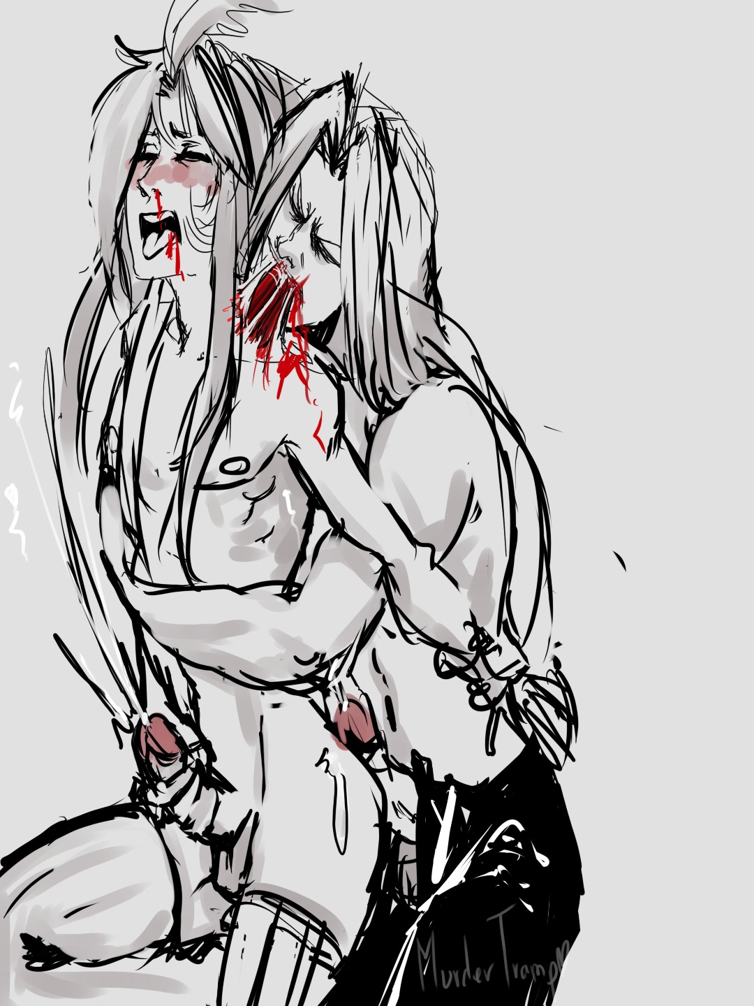 ahe_gao biting blush cum dissidia dissidia_final_fantasy final_fantasy final_fantasy_ix final_fantasy_vii gay gore guro kuja male male_only murdertramp nosebleed pleasure_face rule34 sephiroth skin_ripping tagme yaoi