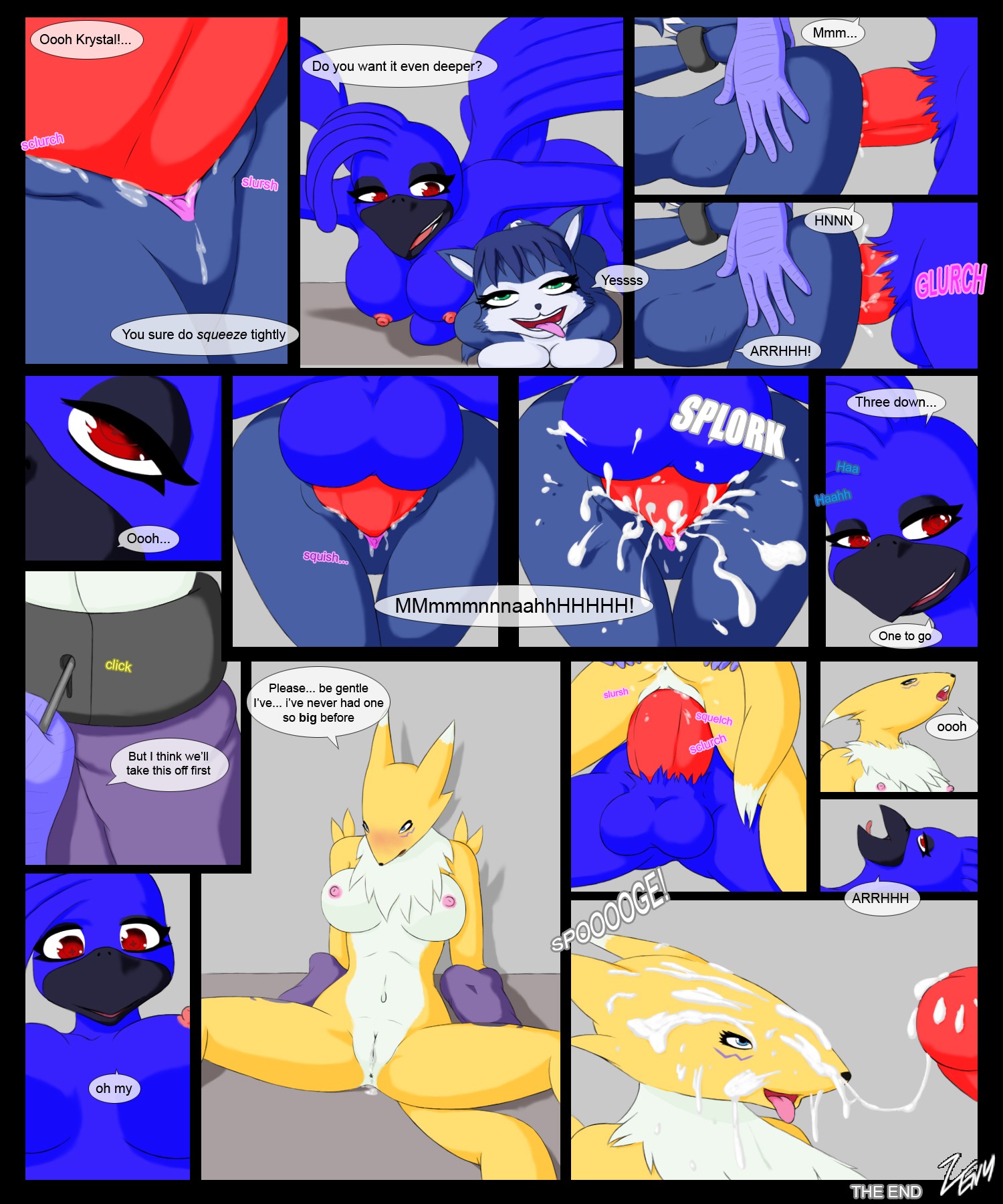 anthro aza blue_fur color crossover digimon female fox fur furry furry_tail futanari intersex interspecies krystal multiple_females nude penis pussy renamon rule34 sex star_fox tail vaginal_penetration vulva white_fur yellow_fur zenu