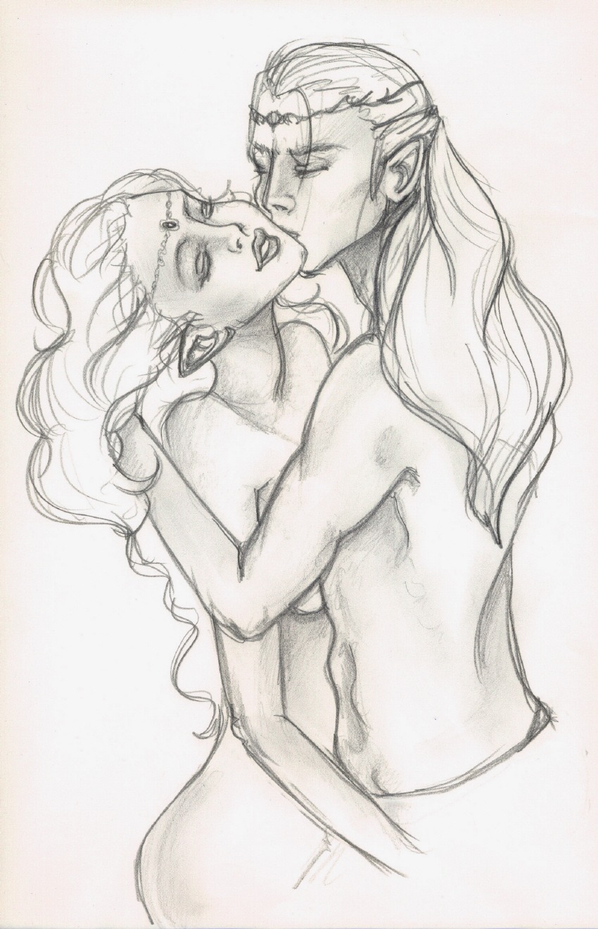 1girls 2d ass breasts celeborn elf elf_ears elf_female female galadriel lord_of_the_rings male monochrome rough_sketch rule34 sketch straight tagme tiara