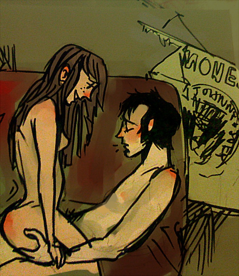 1boy 1girls black_hair breasts brown_hair closed_eyes cowgirl_position dan_(dan_vs) dan_vs. female freckles freckles_on_face hortence indoors long_hair looking_at_another male male/female nude nude_female nude_male rule34 small_breasts smile soul_patch straight straight_sex