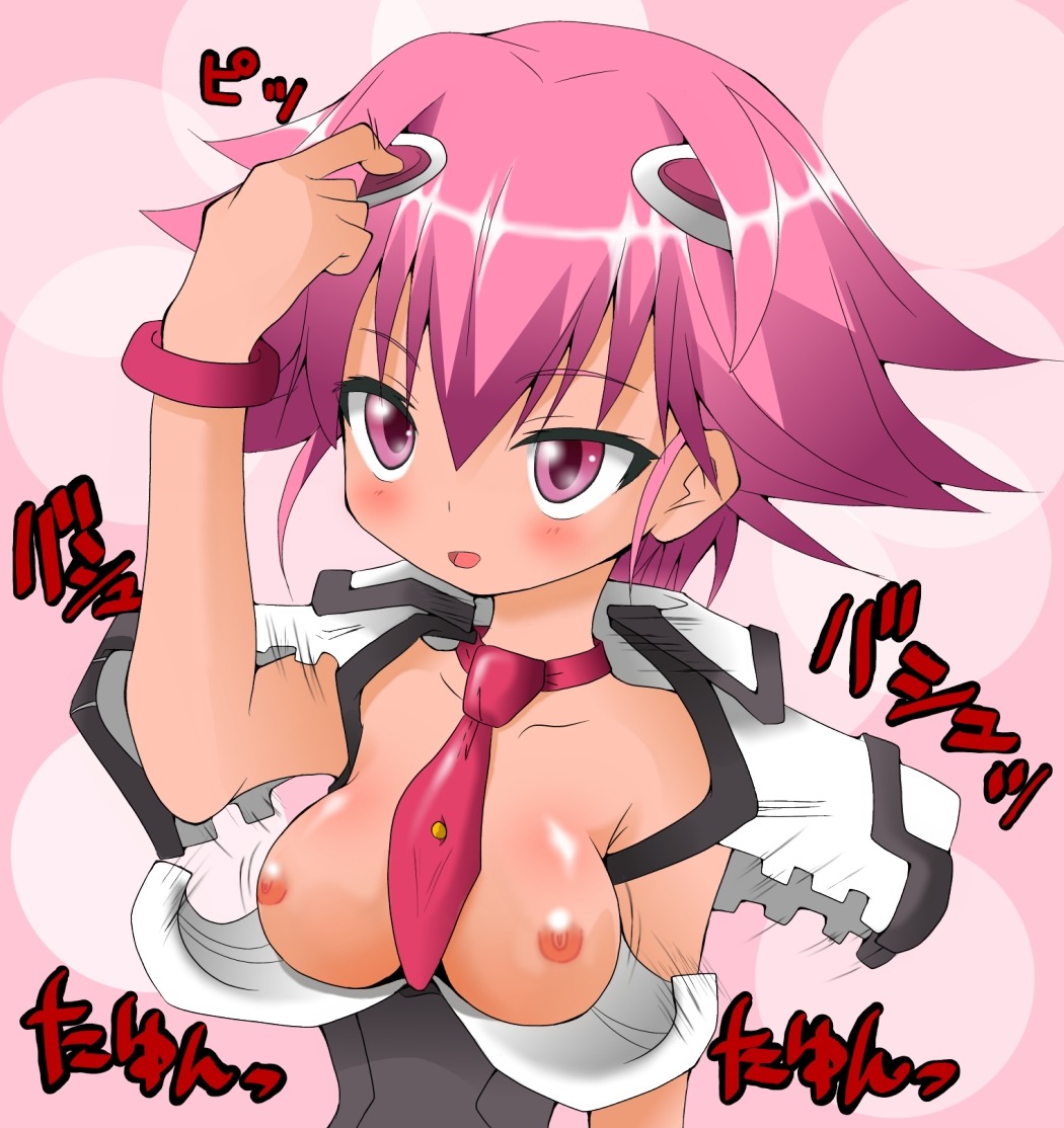 1girls blush bracelet breasts button buttons female female_only hair_ornament jewelry naz necktie pink_eyes pink_hair purple_eyes pushbutton rule34 shishidou_akiha solo sora_wo_kakeru_shoujo