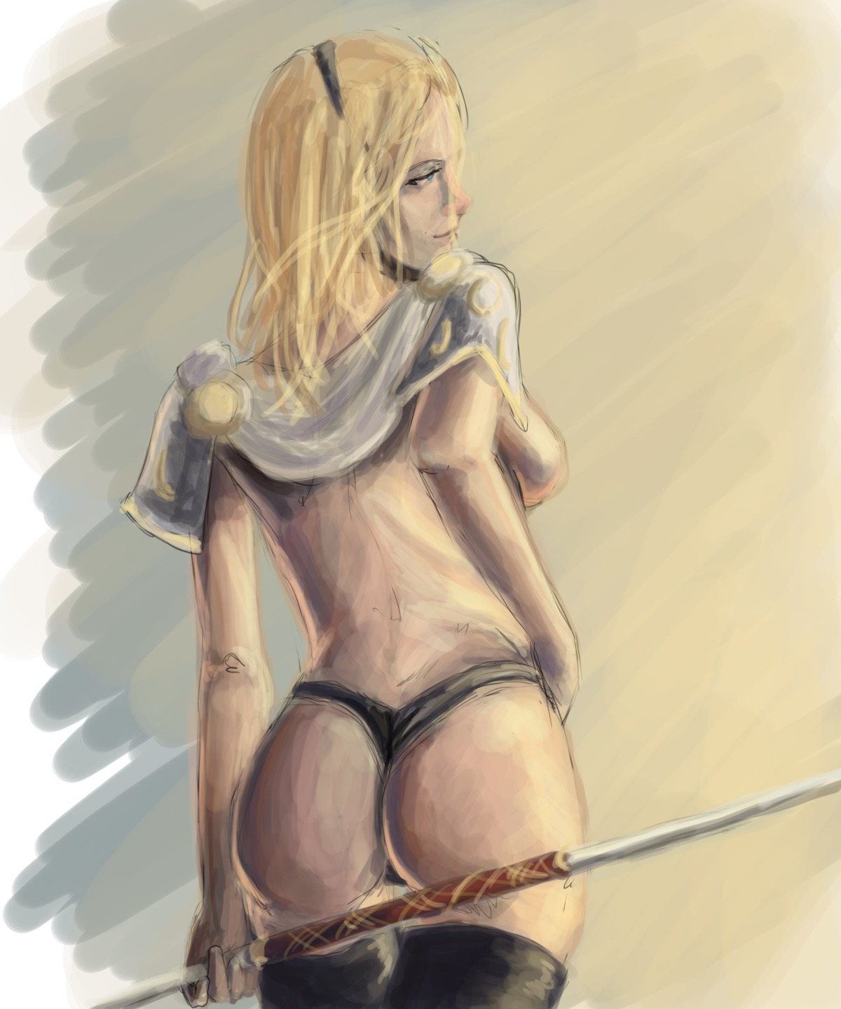 ass blonde_hair breasts female league_of_legends luxanna_crownguard rule34 sideboob thong xbeachboylloydx
