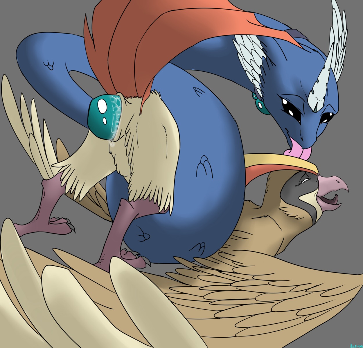 2013 absurd_res ambiguous_gender animal_genitalia ass_up avian avian_butt backlash91 beak cloaca cloacal cloacal_penetration conditional_dnp digital_media_(artwork) dragonair duo e621 feathered_wings feathers feral feral_on_feral generation_1_pokemon genitals grey_background head_wings hi_res interspecies nintendo open_mouth penetration pidgeot pokemon pokemon_(species) raised_tail sex simple_background tail tail_feathers tail_fetish tail_play tail_sex tongue tongue_out unusual_wing_placement wings