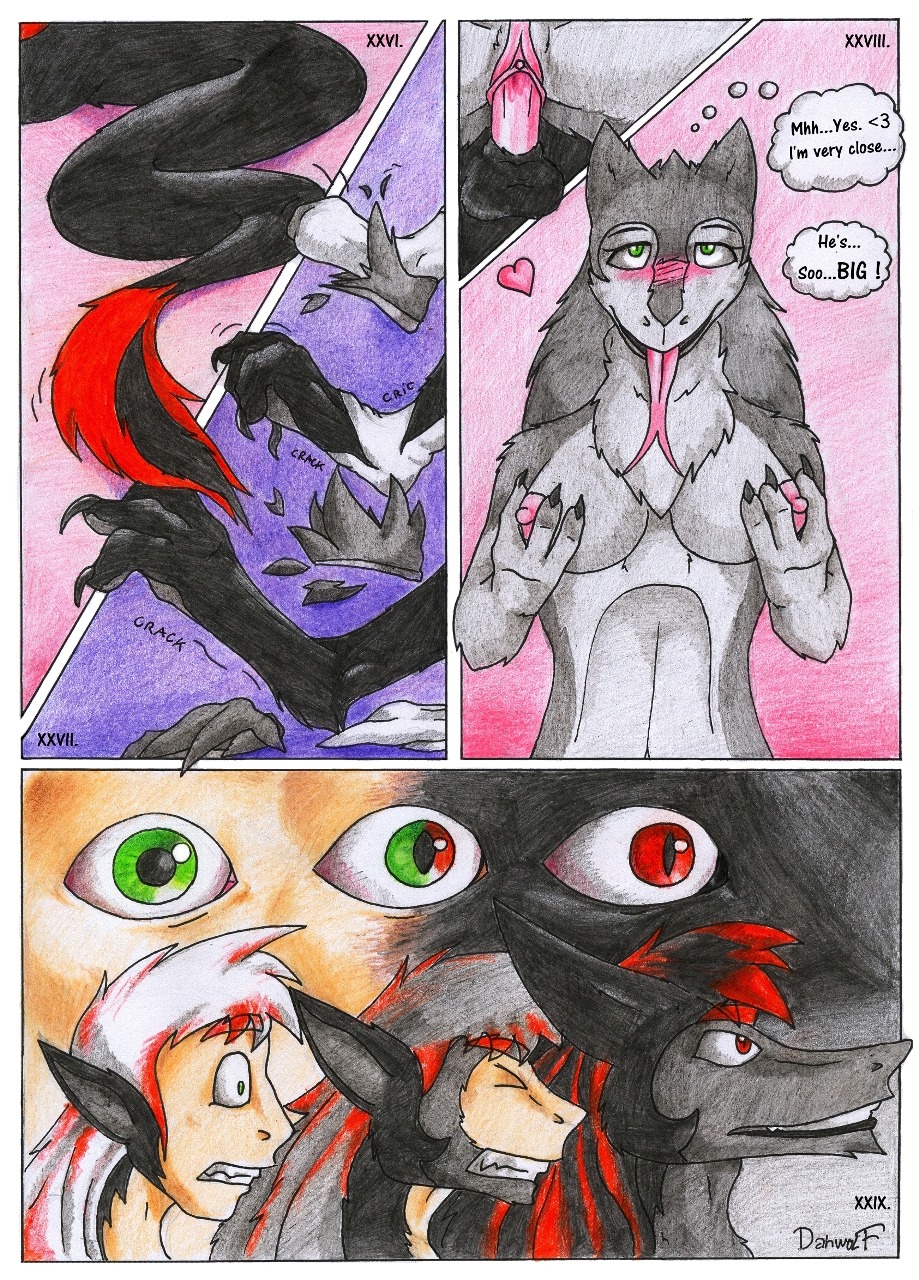 balls blush breasts comic danwolf15 duo e621 english_text erection female genitals hi_res human licking male mammal nude penis sergal tail tail_tuft text tongue tongue_out transformation tuft vulva