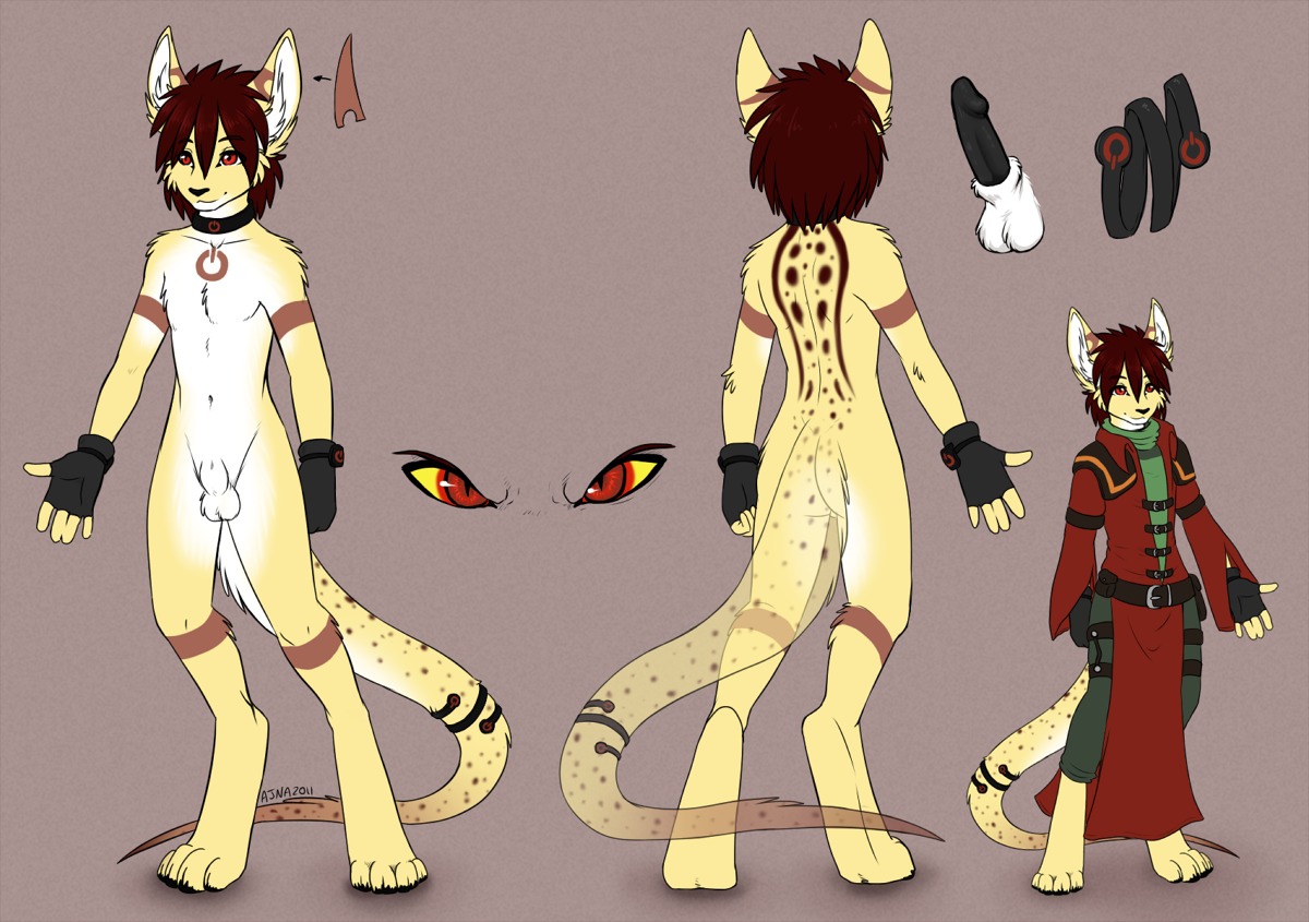 ajna angry animal_genitalia anthro balls clothing e621 erection felid fully_sheathed genitals gloves gyo_(furzone) handwear humanoid_genitalia humanoid_penis male mammal model_sheet off/on penis red_eyes sheath solo spots stripes tail yellow_body